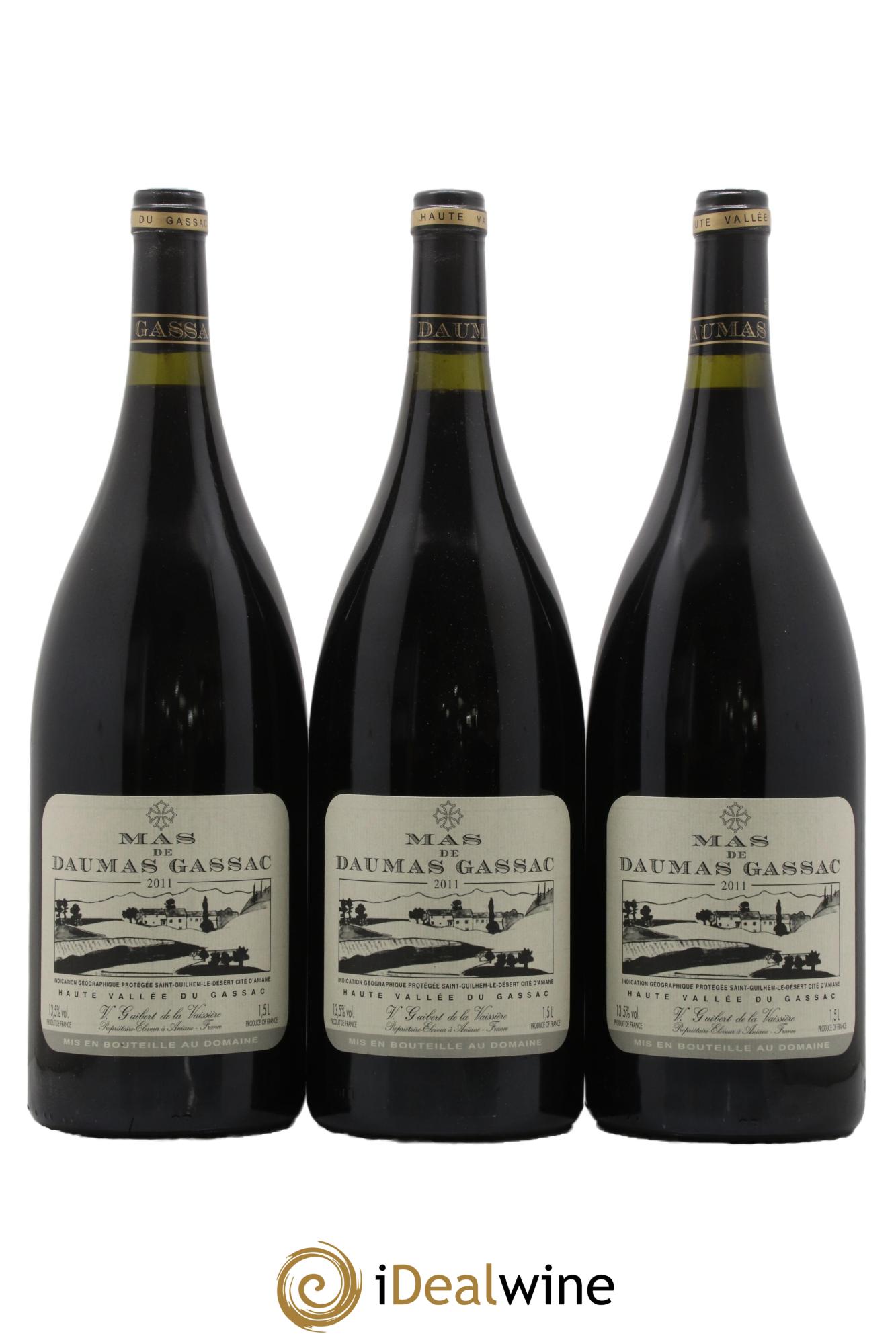 IGP St Guilhem-le-Désert - Cité d'Aniane Mas Daumas Gassac Famille Guibert de La Vaissière 2011 - Lot de 3 magnums - 0