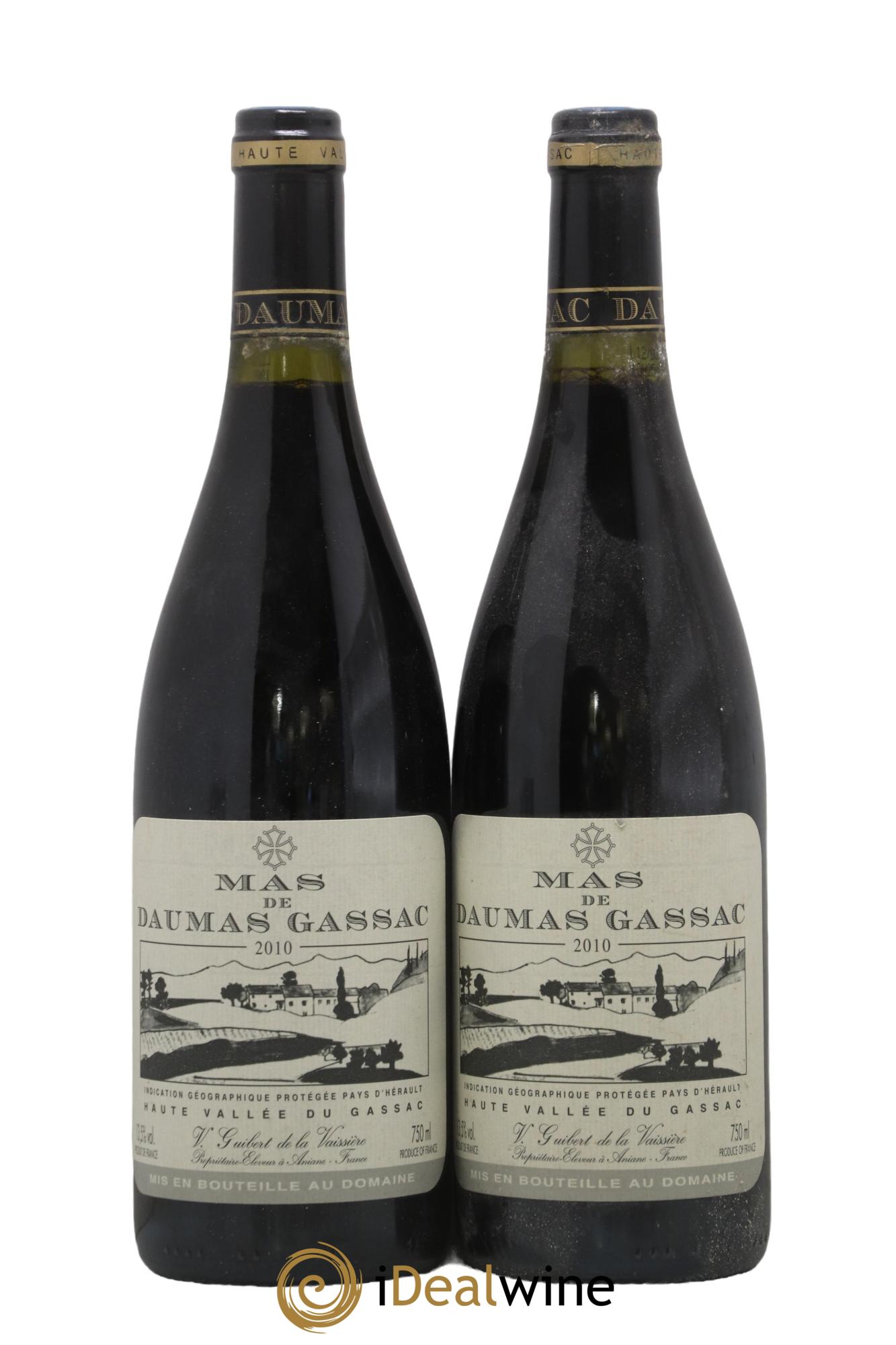 IGP St Guilhem-le-Désert - Cité d'Aniane Mas Daumas Gassac Famille Guibert de La Vaissière 2010 - Lot de 2 bouteilles - 0