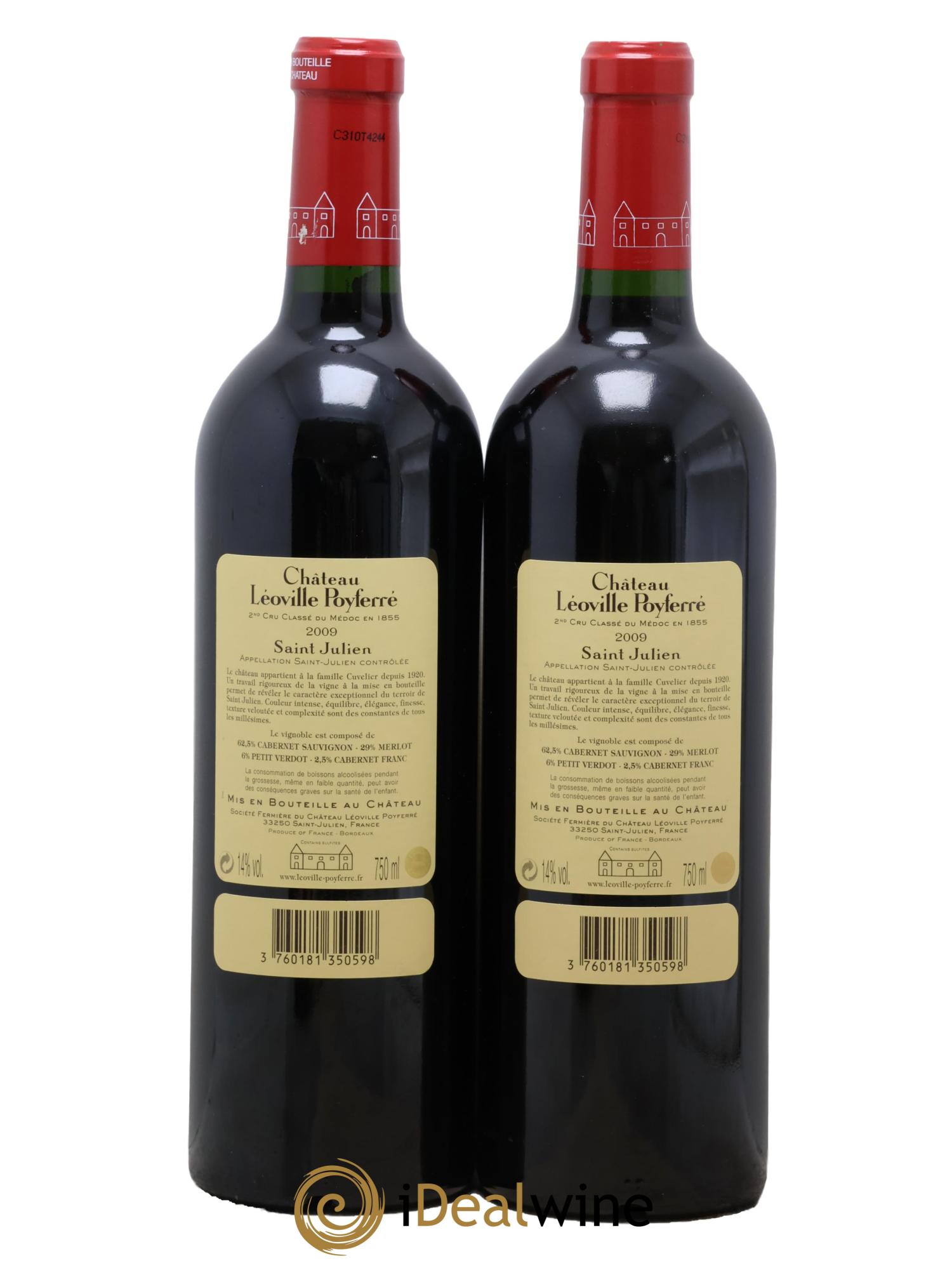 Château Léoville Poyferré 2ème Grand Cru Classé 2009 - Lot de 2 bouteilles - 1