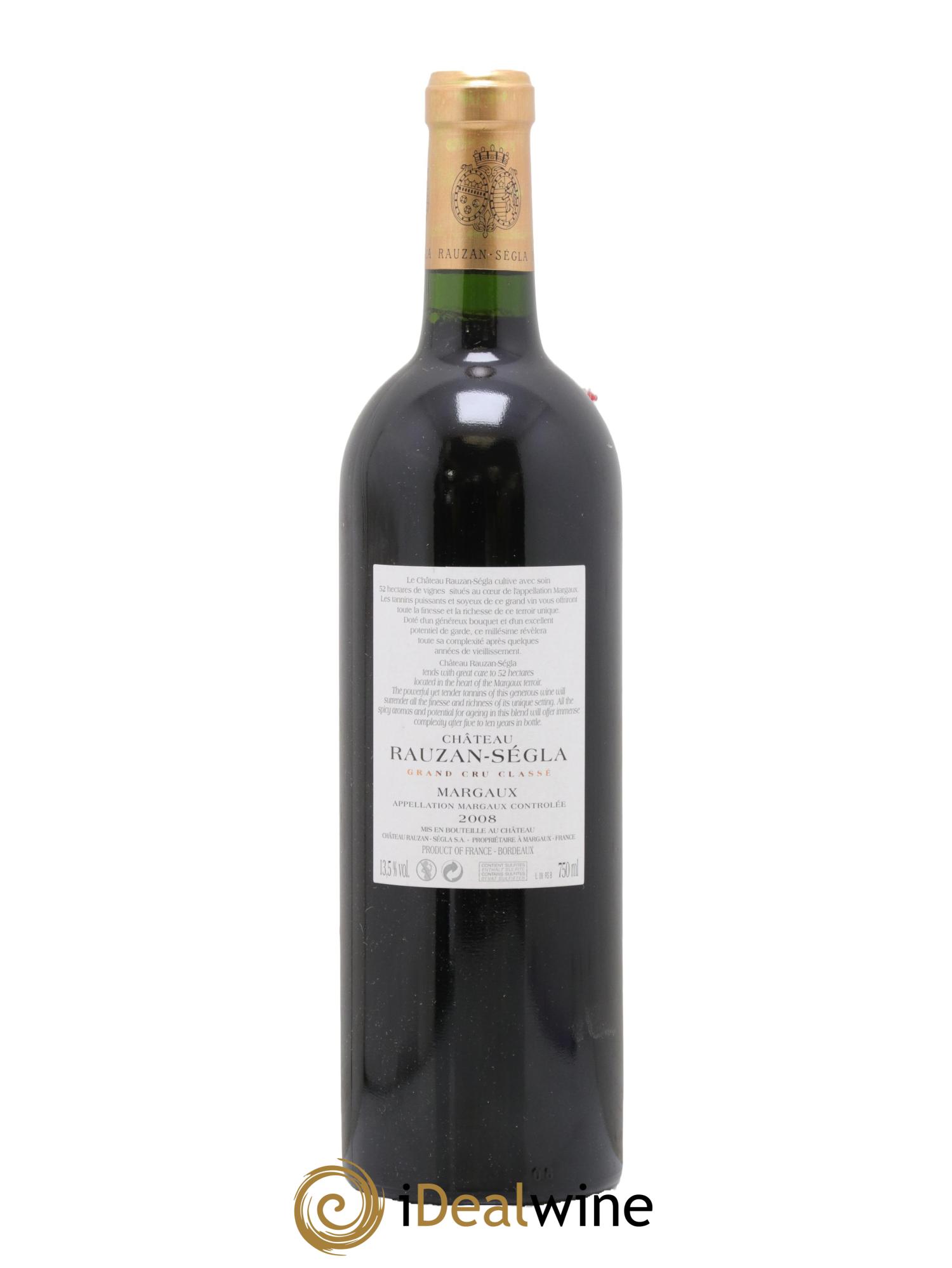 Château Rauzan Ségla Grand Cru Classé 2008 - Lot de 1 bouteille - 1