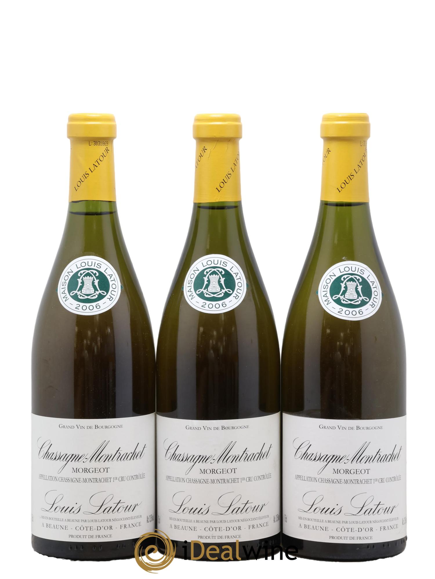 Chassagne-Montrachet 1er Cru Morgeot Louis Latour 2006 - Lot de 3 bouteilles - 0