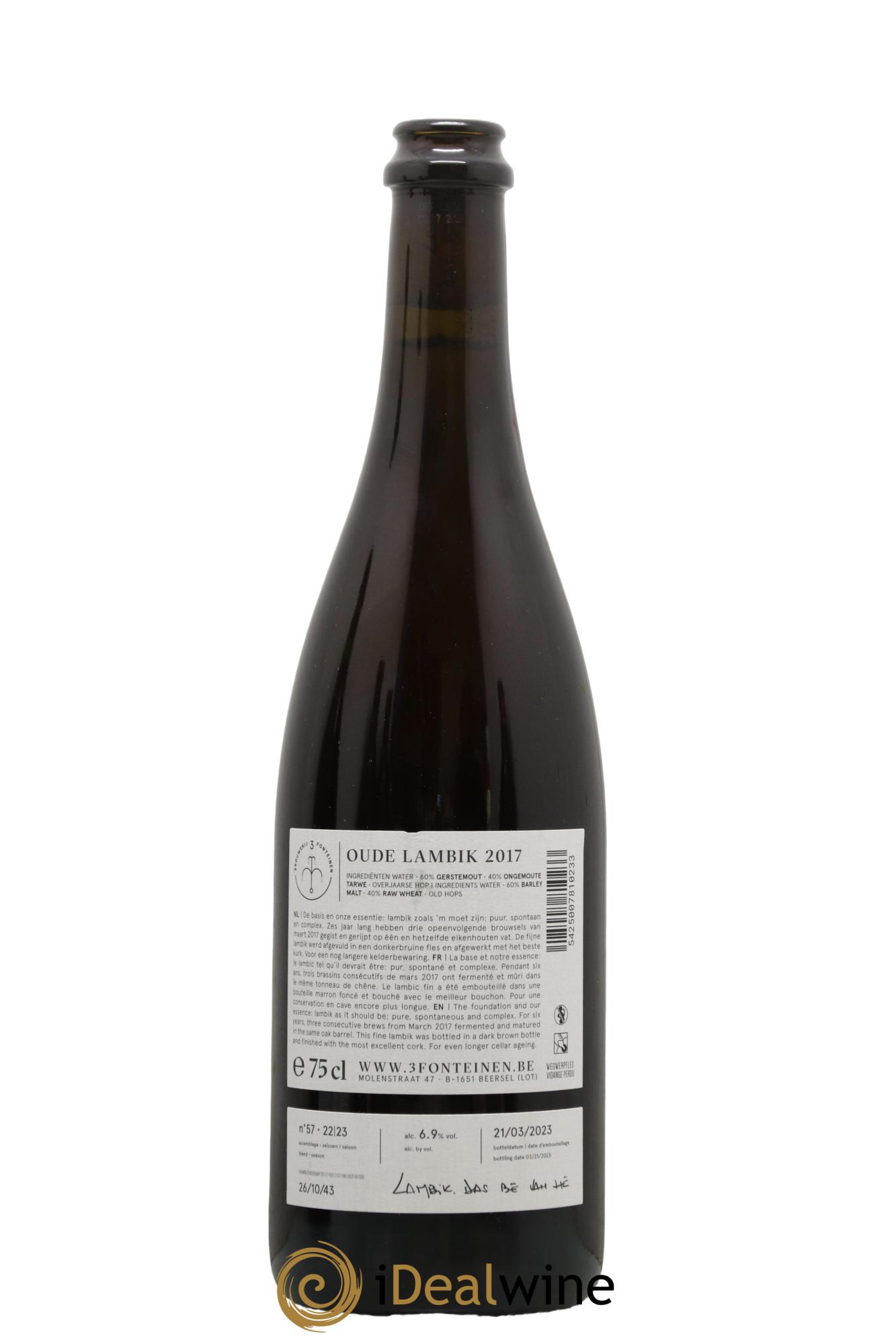 Bière Oude Lambik Gueuze 3 Fonteinen embouteillée en 2023 2017 - Lot de 1 bouteille - 1