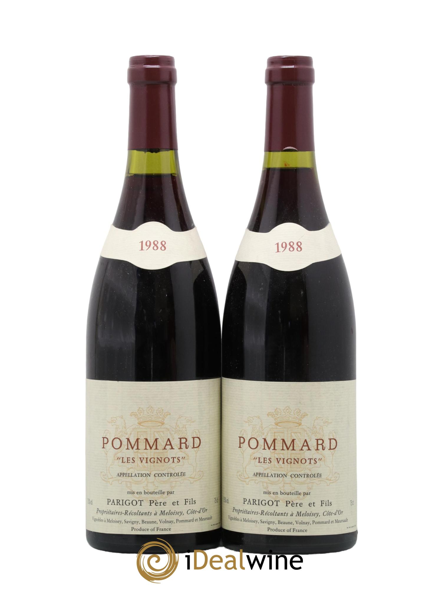 Pommard Les Vignots Domaine Parigot 1988 - Lot de 2 bouteilles - 0