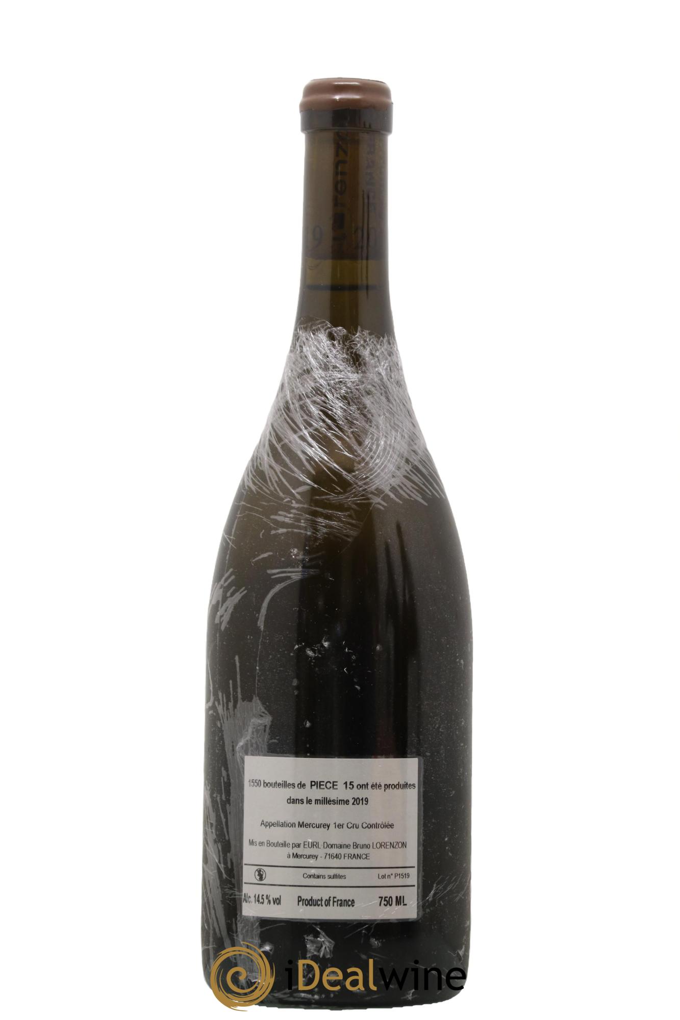 Mercurey 1er Cru Pièce 15 Bruno Lorenzon 2019 - Lot de 1 bouteille - 1