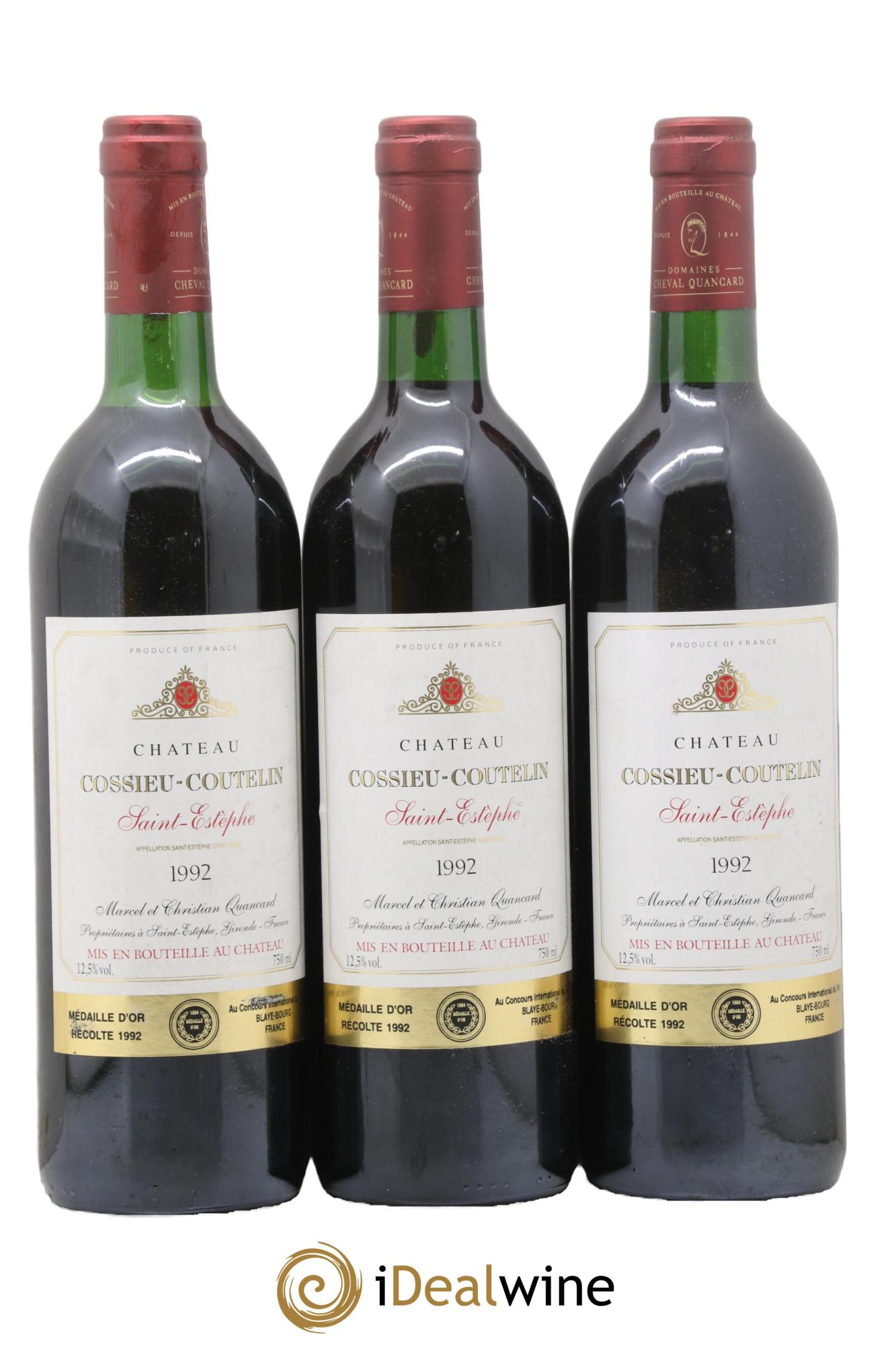 Saint-Estèphe Château Cossieu-Coutelin 1992 - Posten von 3 Flaschen - 0