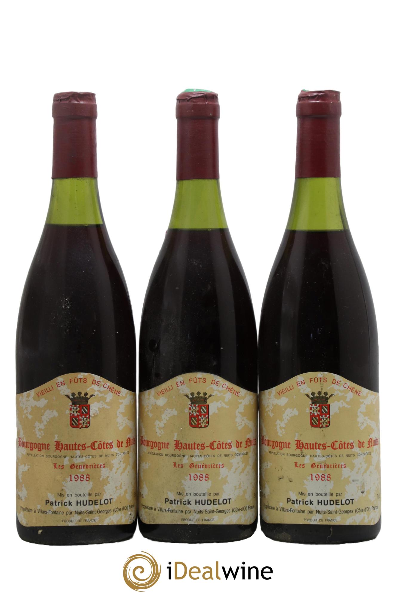 Hautes-Côtes de Nuits Les Genévrières Patrick Hudelot 1988 - Lot of 3 bottles - 0