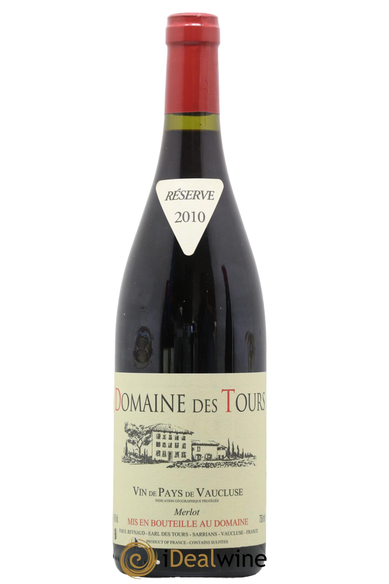 Vaucluse Domaine des Tours Merlot Emmanuel Reynaud 2010 - Lot de 1 bouteille - 0