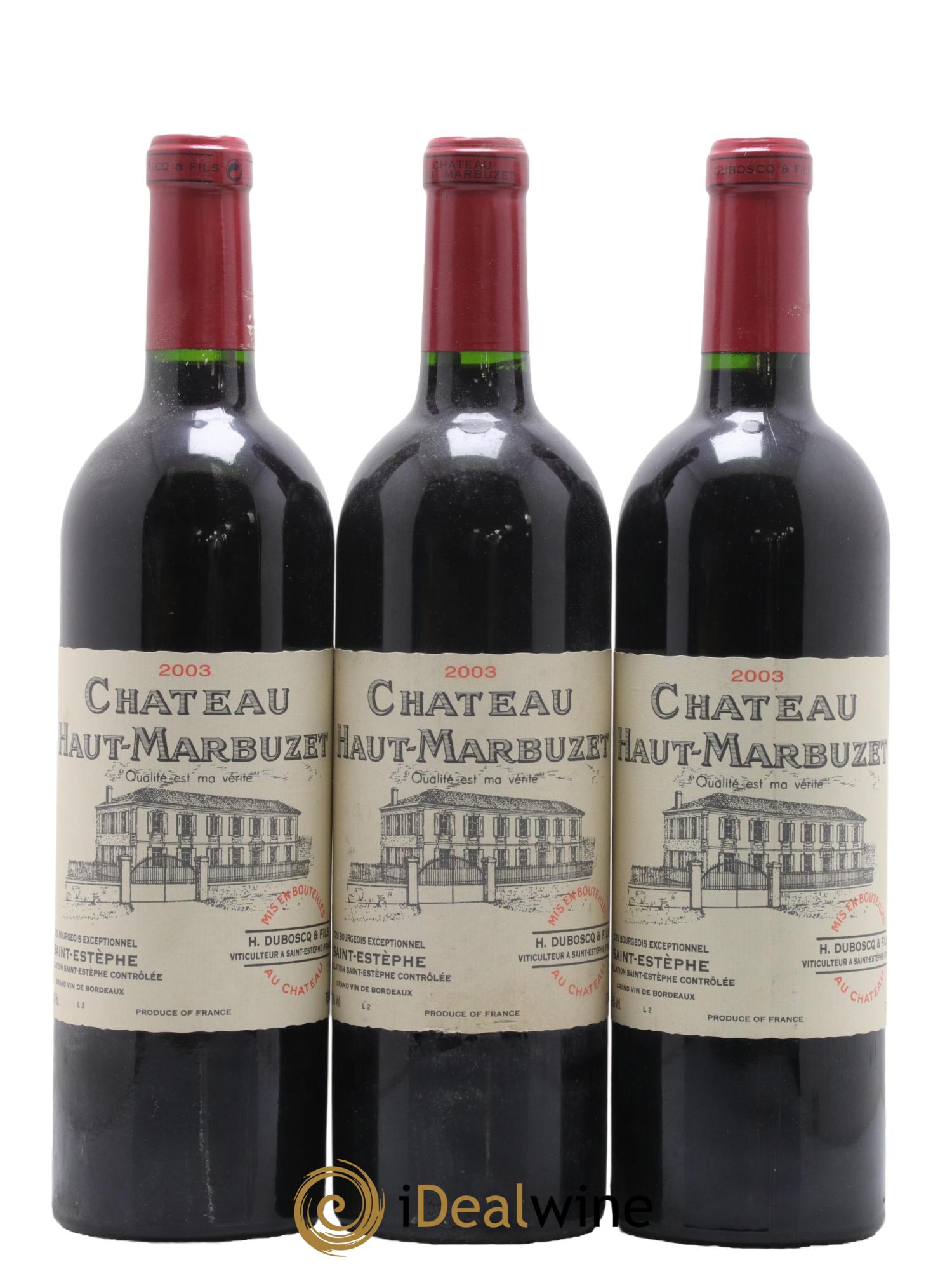 Château Haut Marbuzet 2003 - Lot de 3 bouteilles - 0