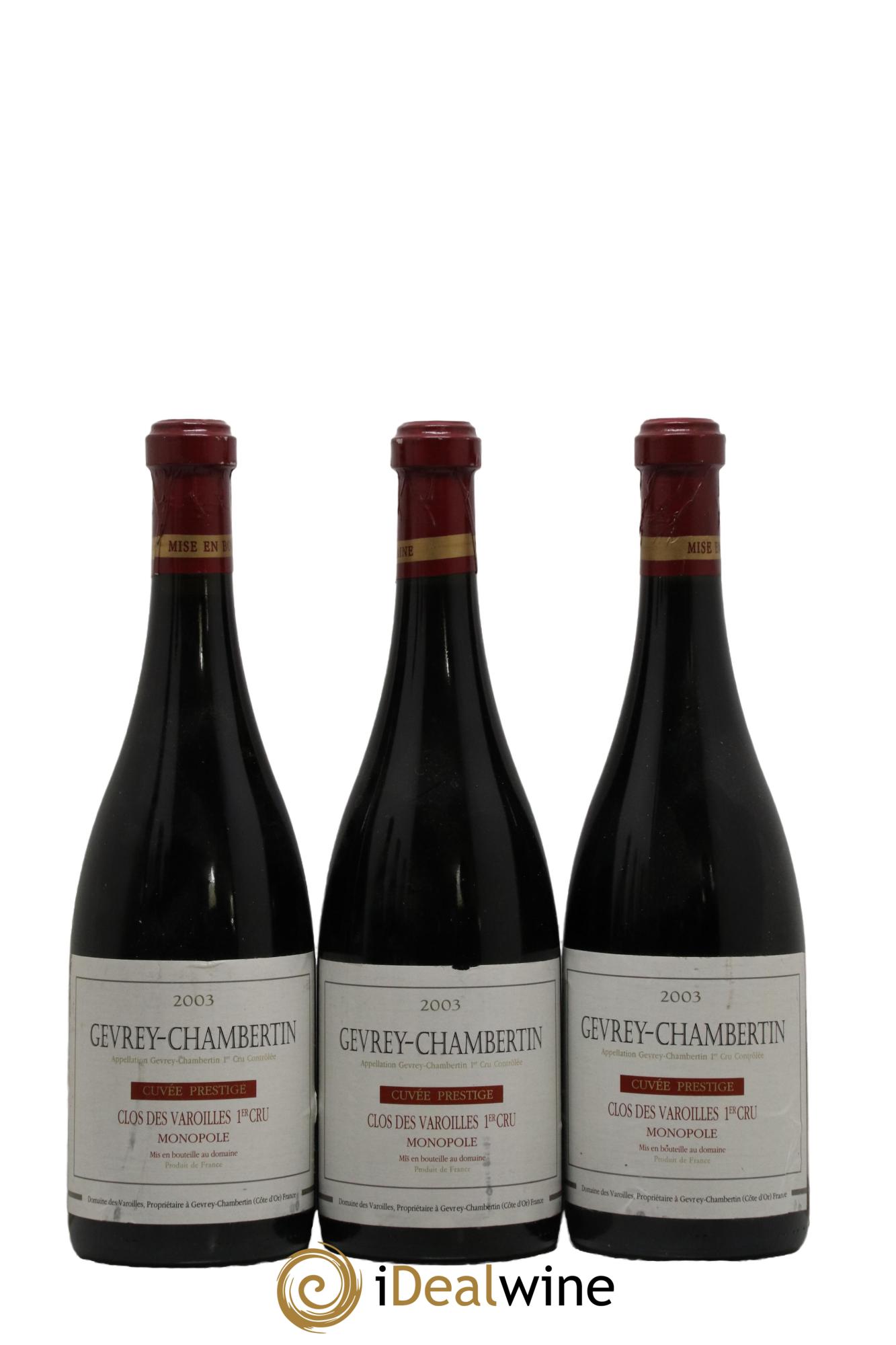 Gevrey-Chambertin 1er Cru Clos des Varoilles Monopole Varoilles (Domaine des)  2003 - Lot of 12 bottles - 1