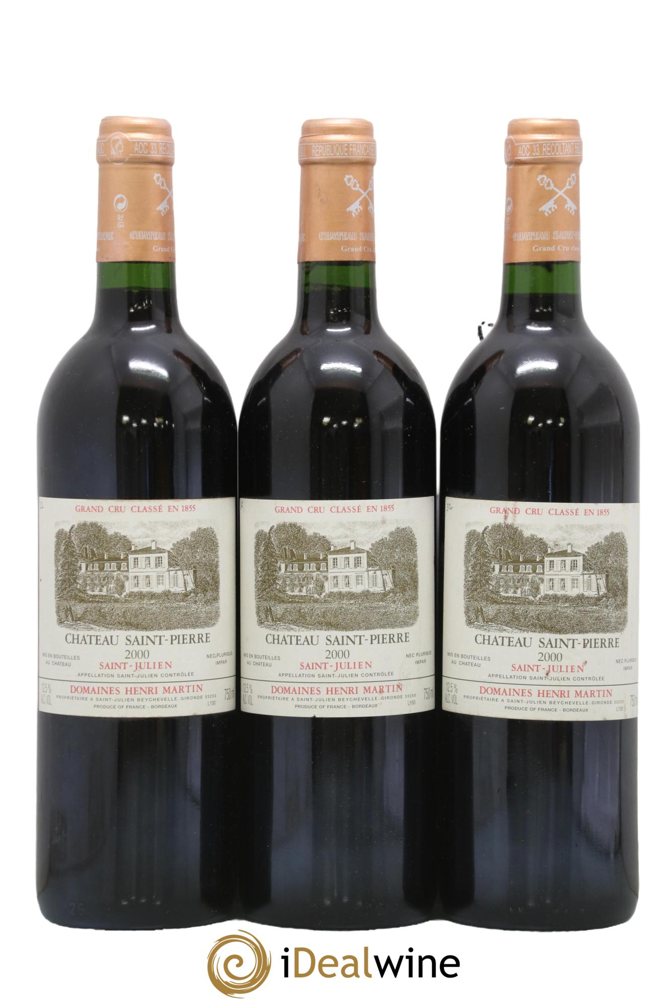 Château Saint-Pierre 4ème Grand Cru Classé 2000 - Lot de 3 bouteilles - 0