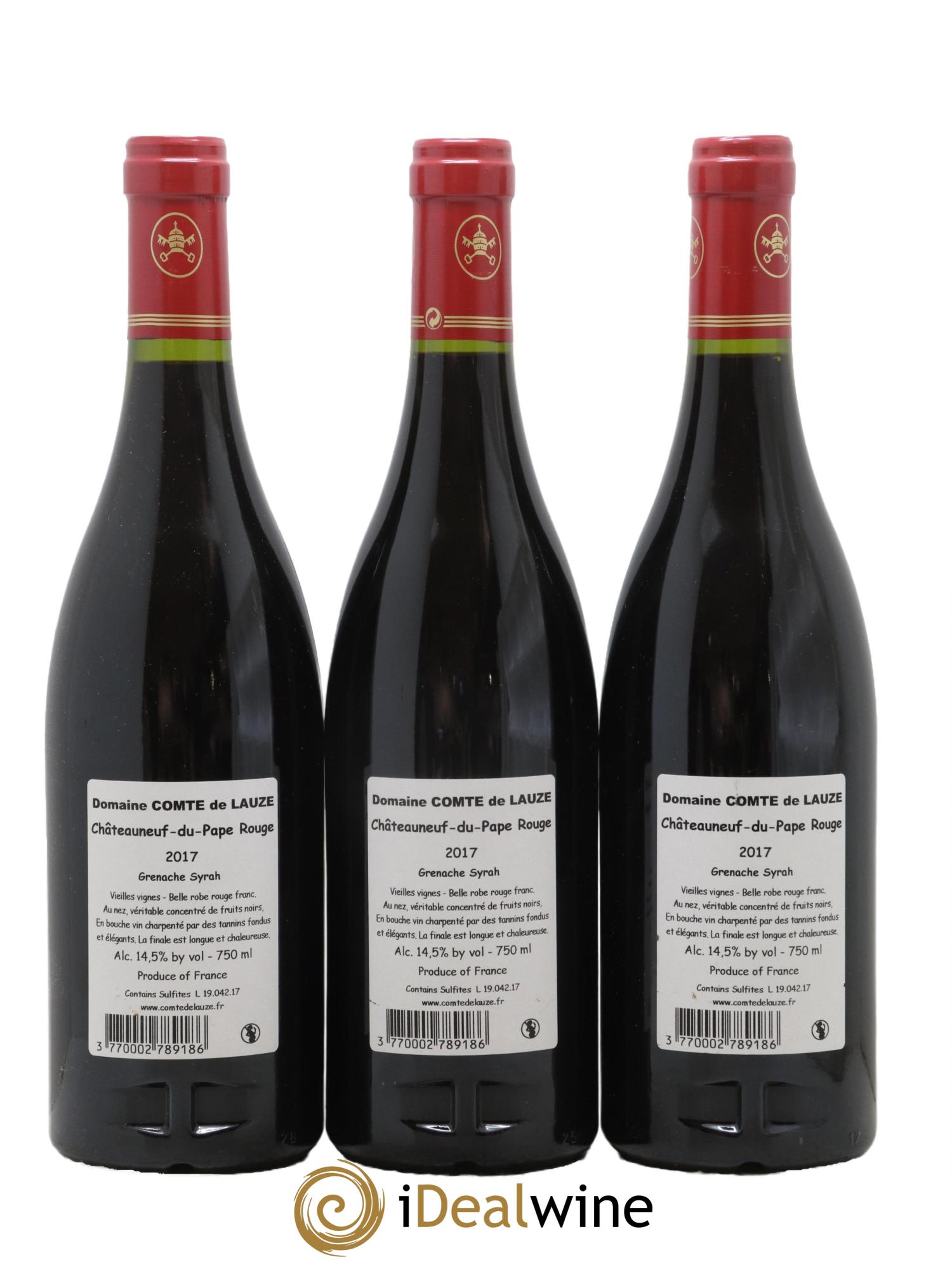 Châteauneuf-du-Pape Domaine Comte de Lauze 2017 - Lot de 3 bouteilles - 1