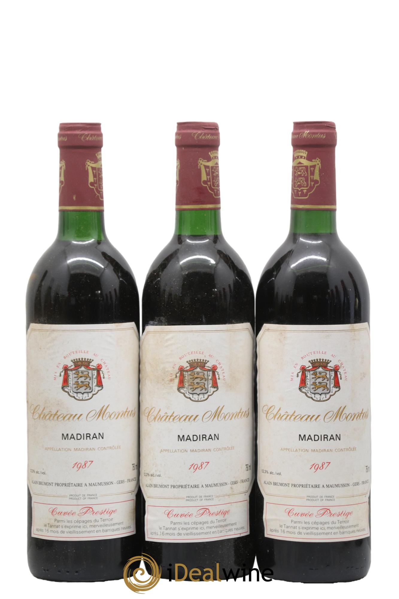 Madiran Château Montus-Prestige Alain Brumont 1987 - Lot de 3 bouteilles - 0
