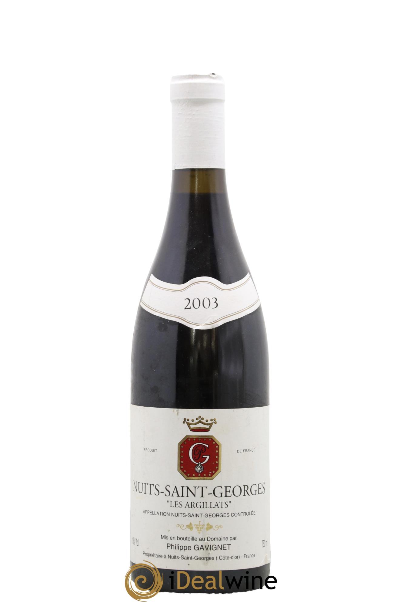 Nuits-Saint-Georges Les Argillats Domaine Philippe Gavignet 2003 - Lot de 1 bouteille - 0