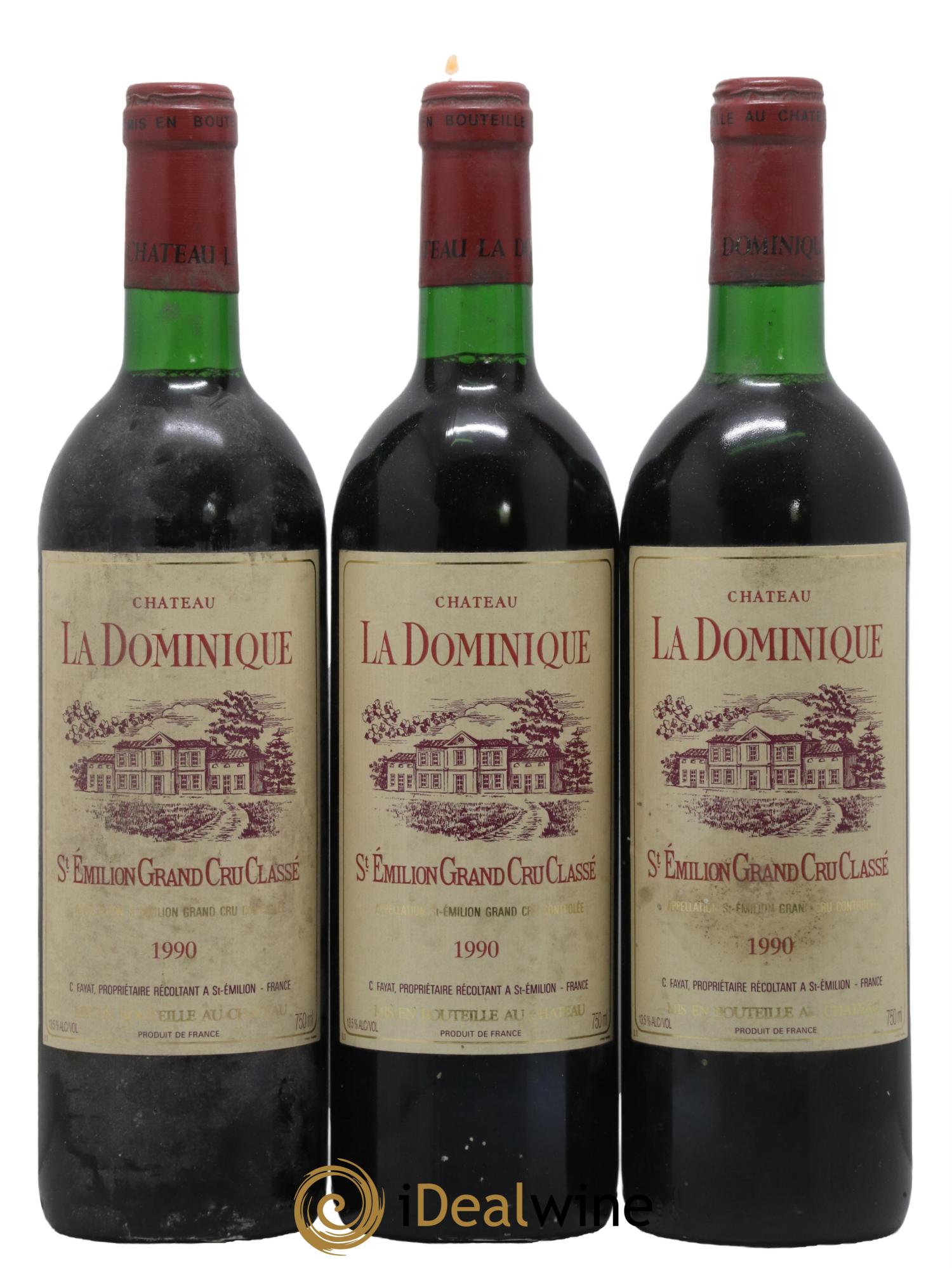 Château la Dominique Grand Cru Classé 1990 - Lot de 3 bouteilles - 0