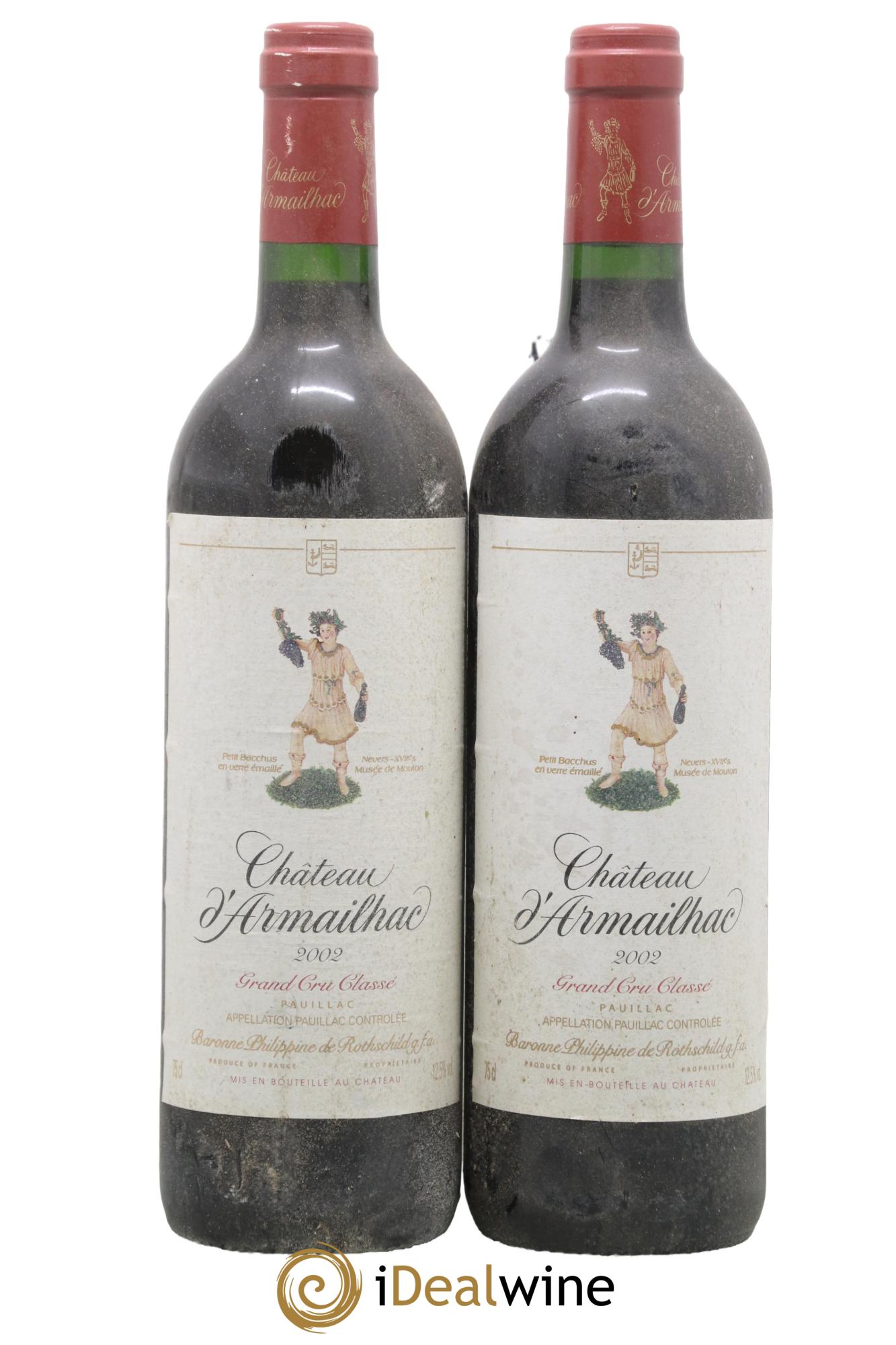 Château d' Armailhac - Mouton Baron(ne) Philippe 5ème Grand Cru Classé 2002 - Lot de 2 bouteilles - 0