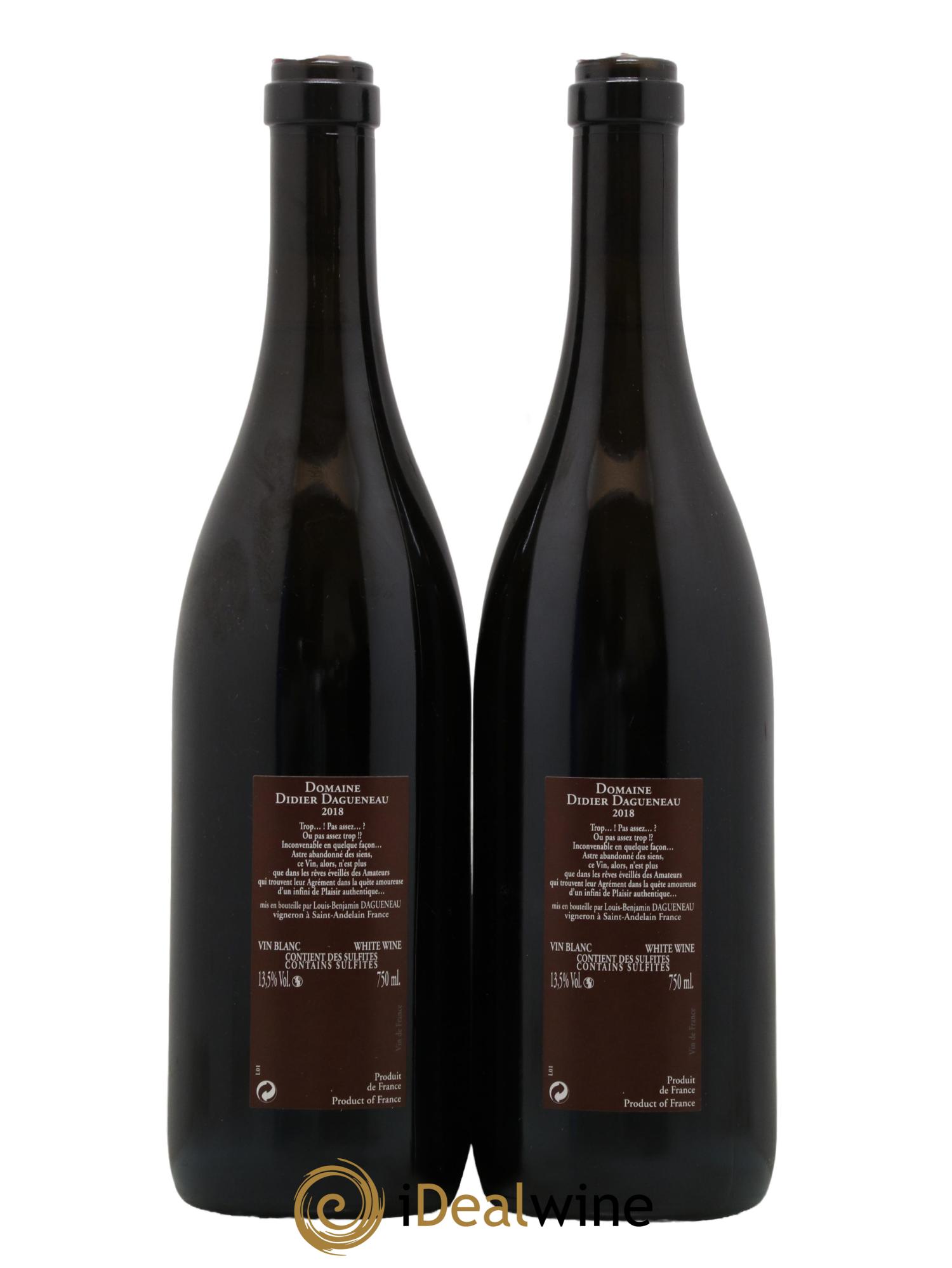 Vin de France (anciennement Pouilly-Fumé) Pur Sang Dagueneau (Domaine Didier - Louis-Benjamin) 2018 - Lot de 2 bouteilles - 1