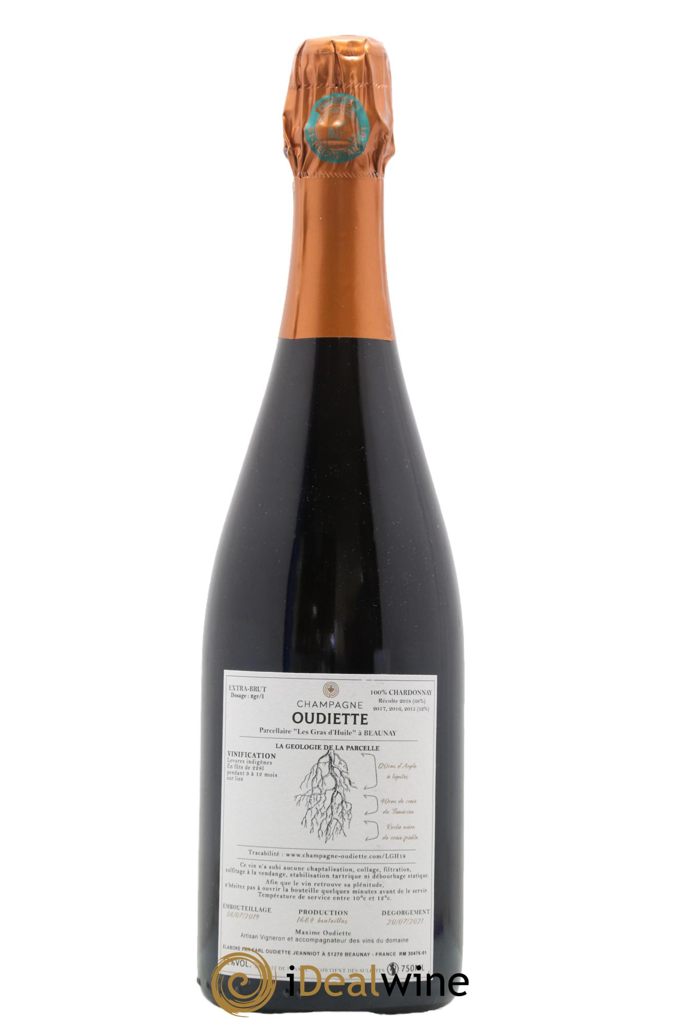 Champagne LGH Les Gras d'Huile Oudiette - Lot de 1 bouteille - 1