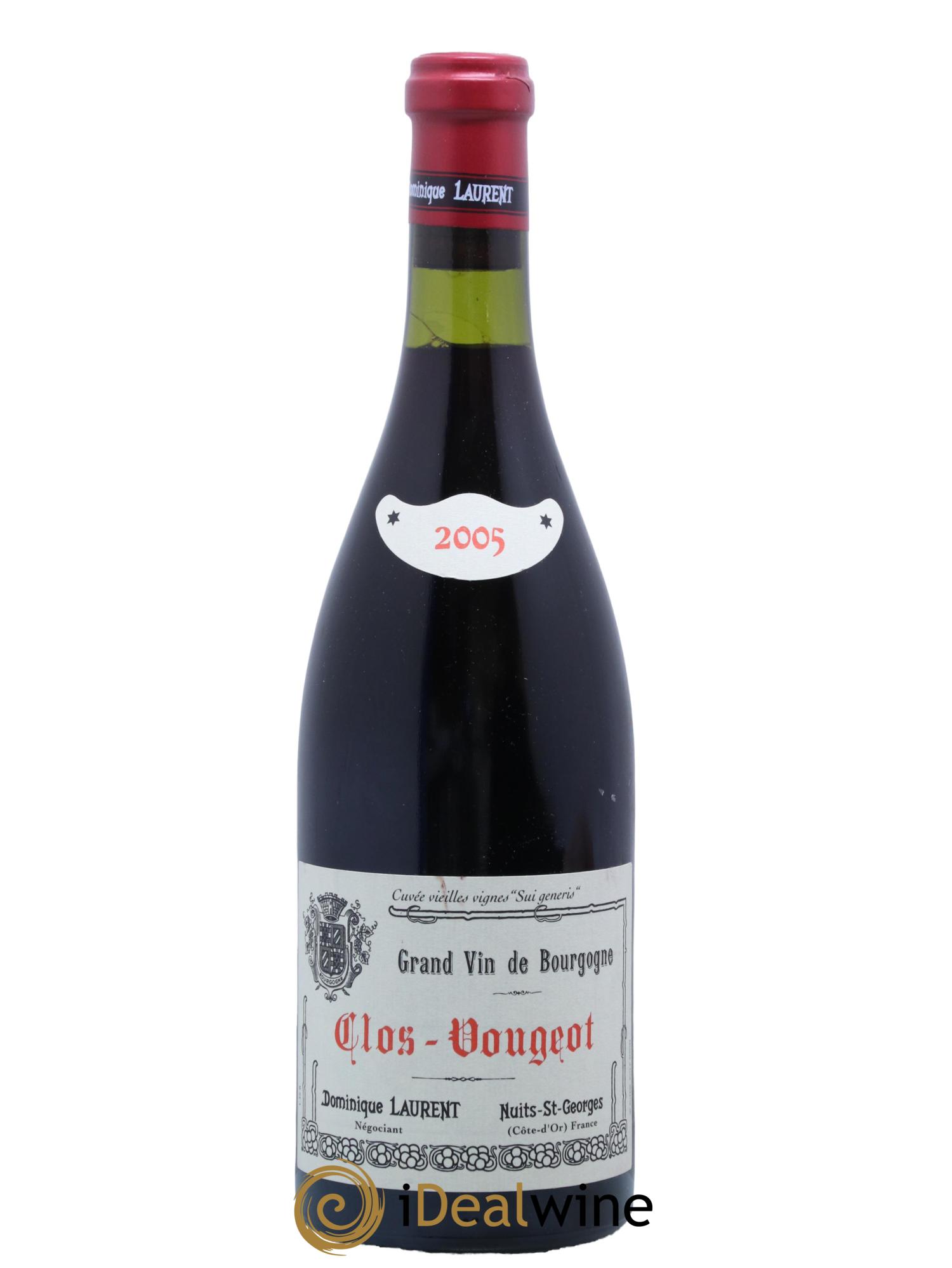 Clos de Vougeot Grand Cru Vieilles vignes Sui Generis Dominique Laurent 2005 - Lot de 1 bouteille - 0