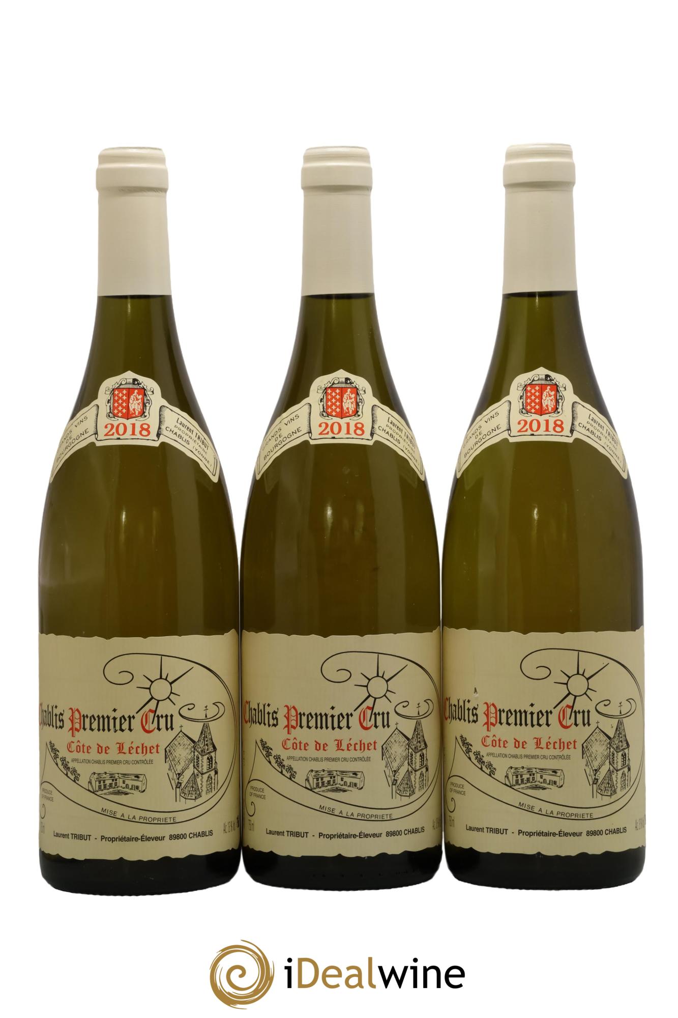 Chablis 1er Cru Côte de Lechet Laurent Tribut 2018 - Posten von 3 Flaschen - 0