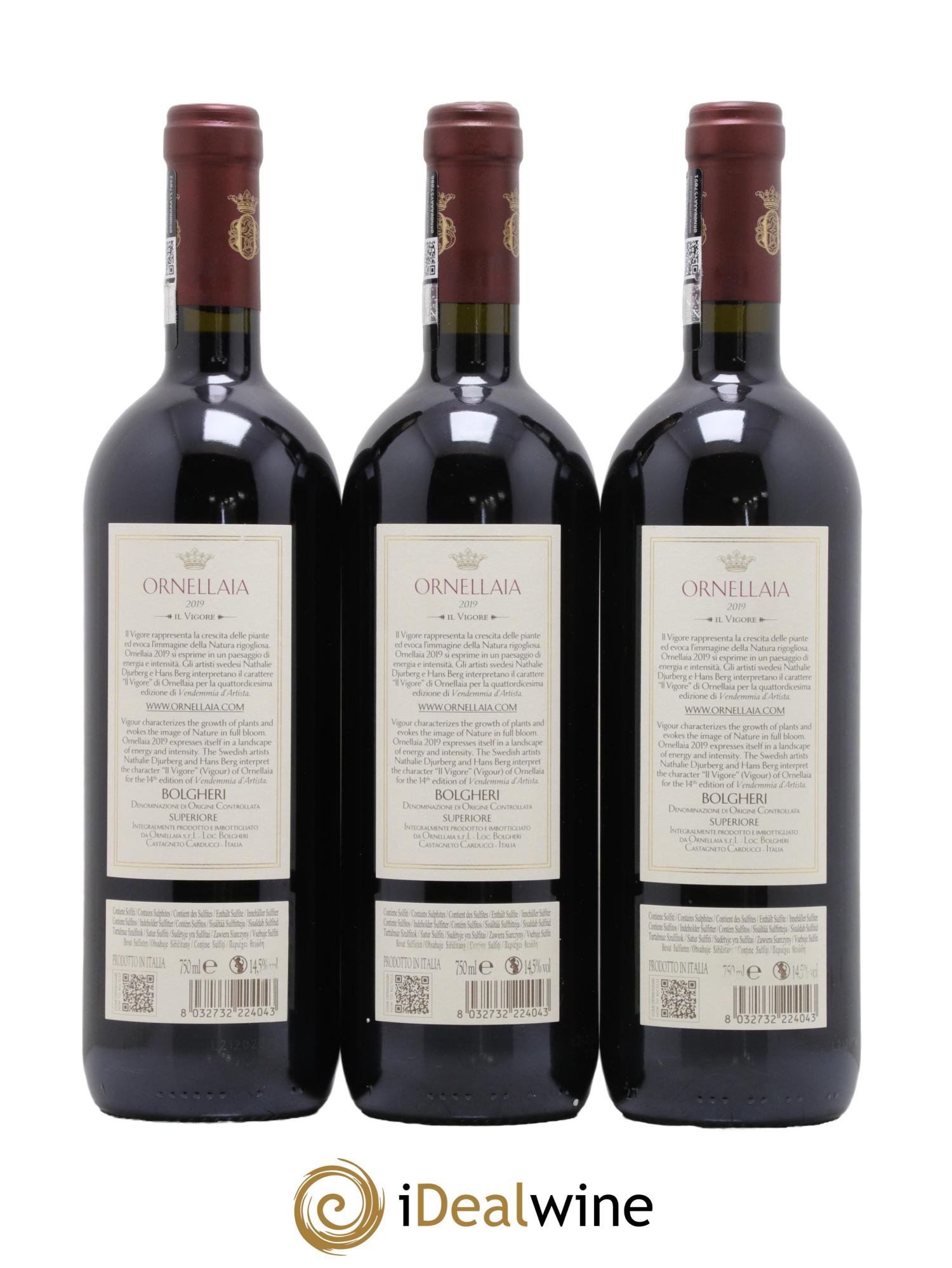 Toscana IGT Bolgheri Ornellaia 2019 - Lot de 3 bouteilles - 1