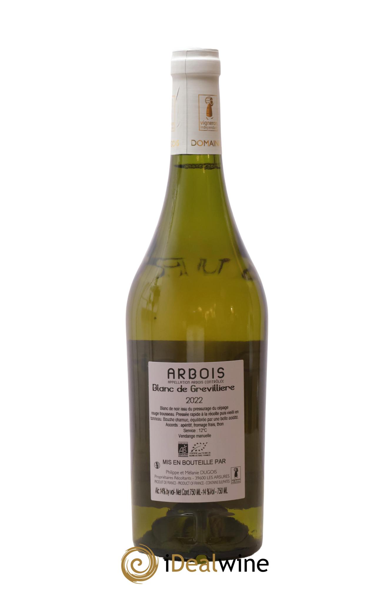 Arbois Blanc de Grevillière Domaine Dugois 2022 - Lot de 1 bouteille - 1