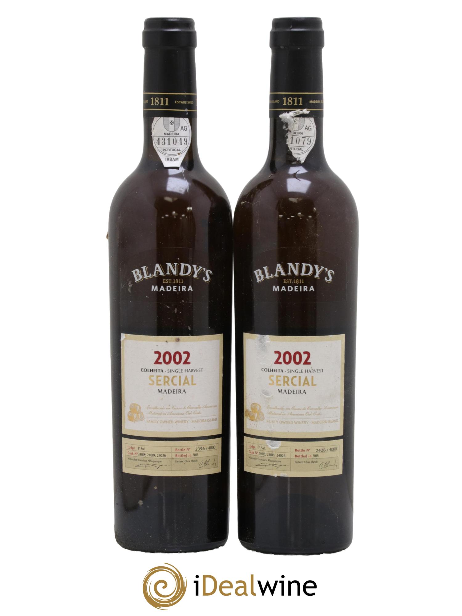 Portugal Madeira Blandy's Sercial 2002 - Lot de 2 format 50cls - 0