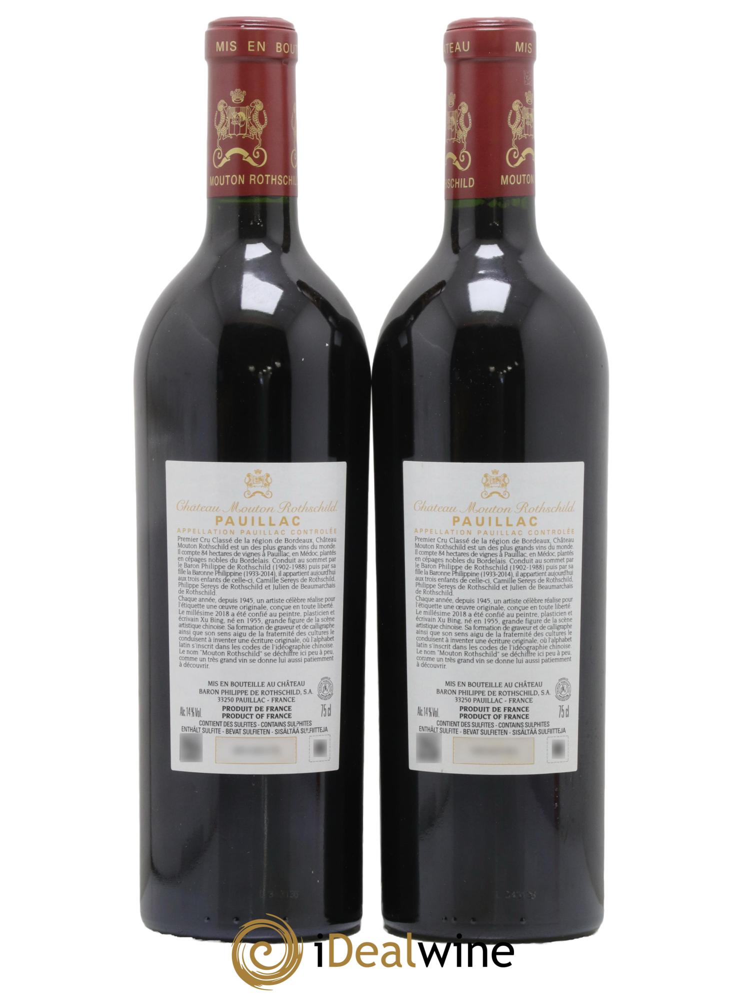 Château Mouton Rothschild 1er Grand Cru Classé 2018 - Lot de 2 bouteilles - 1