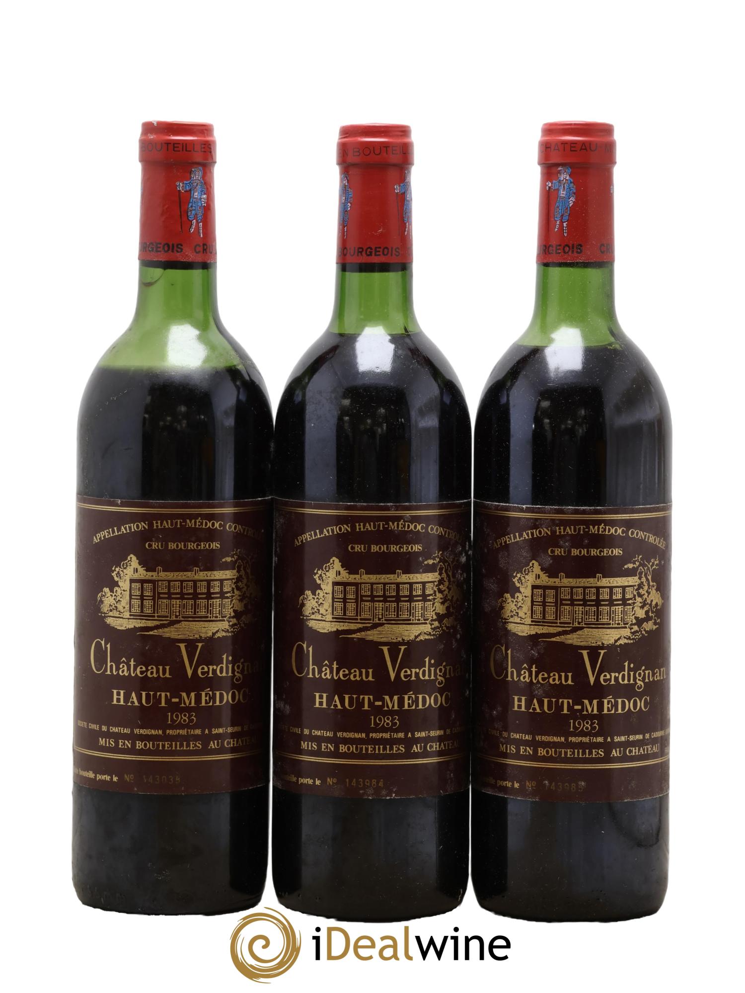 Château Verdignan Cru Bourgeois 1983 - Lot de 3 bouteilles - 0