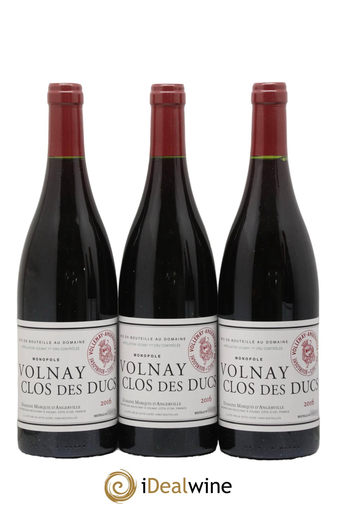 Volnay 1er Cru Clos des Ducs Marquis d'Angerville (Domaine) 2016 - Lot de 6 bouteilles - 1