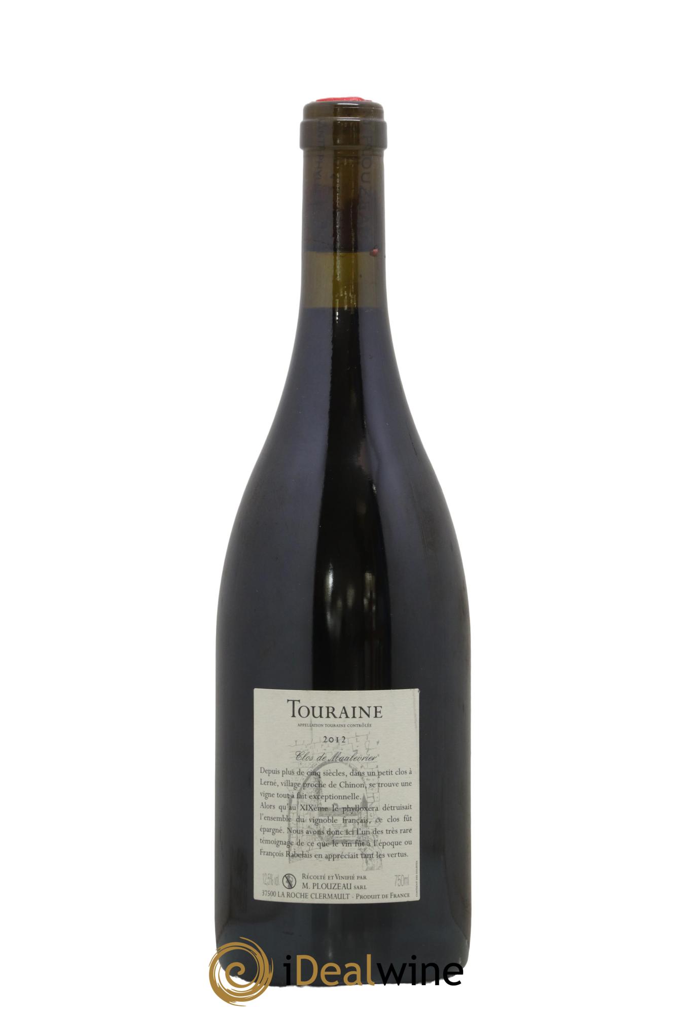 Touraine Clos de Maulevrier Ante Phylloxera Franc de Pied Marc Plouzeau 2012 - Lot de 1 bouteille - 1