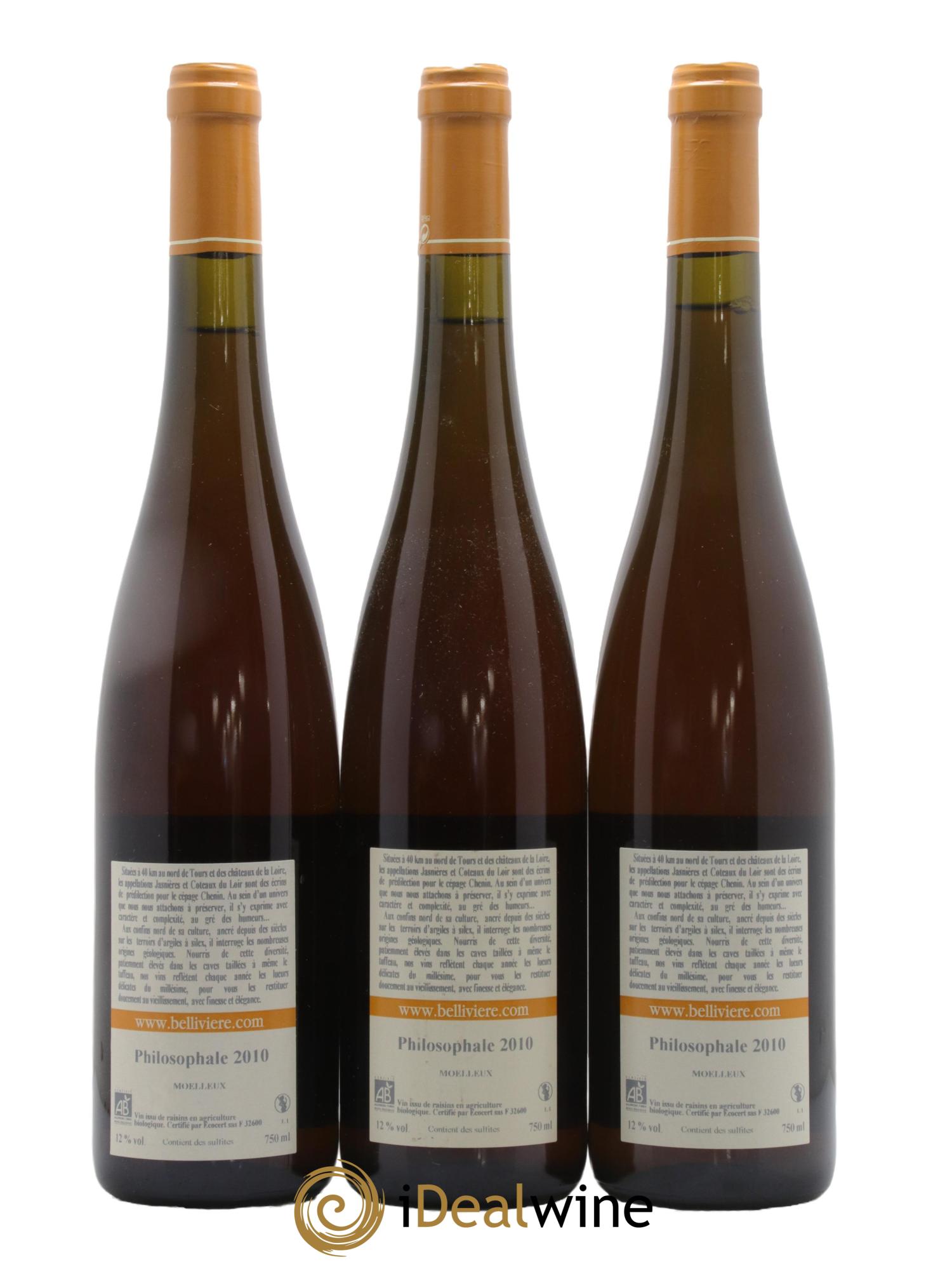 Coteaux du Loir Philosophale Domaine de Bellivière  2010 - Lot de 3 bouteilles - 1