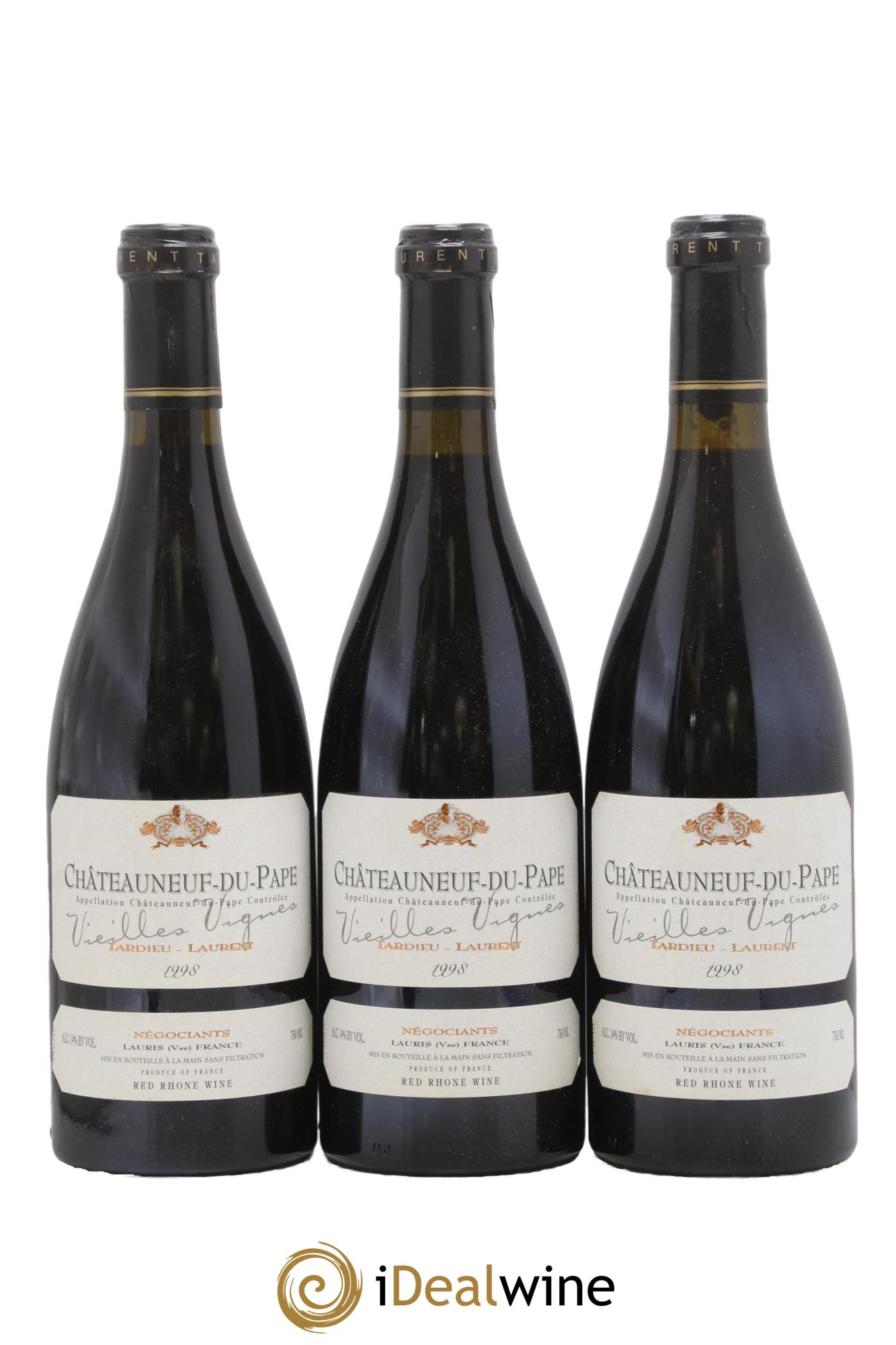 Châteauneuf-du-Pape Tardieu-Laurent Vieilles vignes Famille Tardieu 1998 - Posten von 3 Flaschen - 0