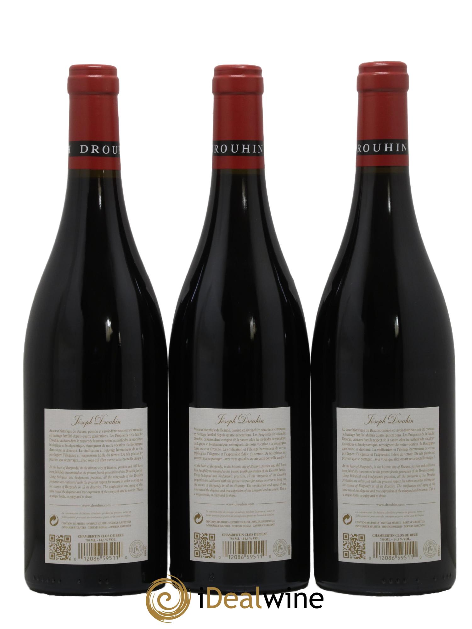 Chambertin Clos de Bèze Grand Cru Joseph Drouhin  2018 - Lot of 3 bottles - 1