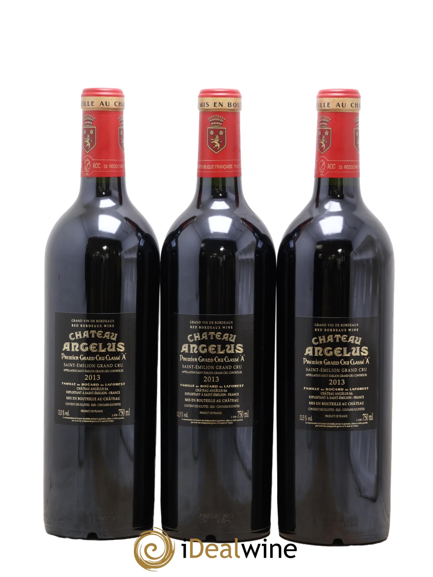 Château Angélus 1er Grand Cru Classé A 2013 - Lot de 3 bouteilles - 1