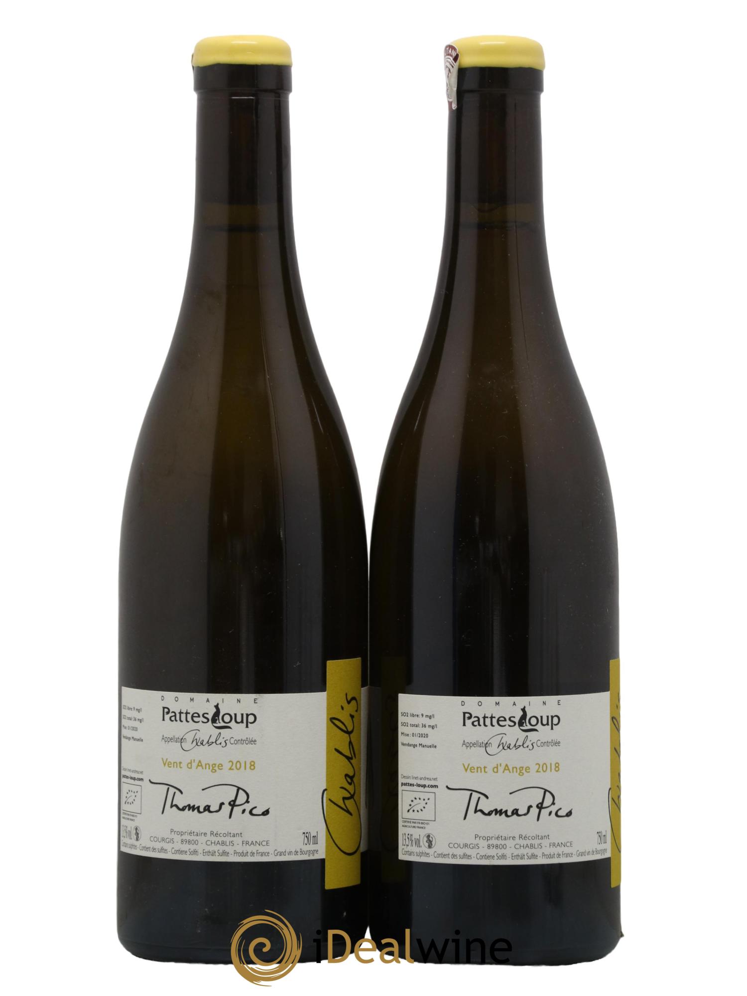 Chablis Vent d'Ange Pattes Loup (Domaine) 2018 - Lot de 2 bouteilles - 1