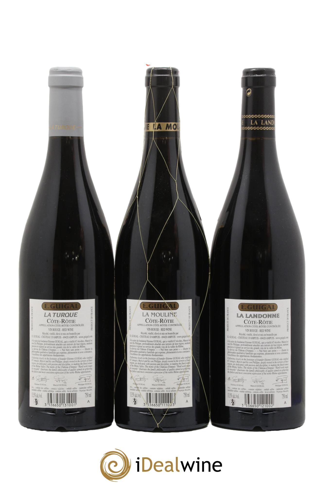 Côte-Rôtie Guigal Trilogie La Turque - La Landonne - La Mouline 2016 - Lot of 3 bottles - 1