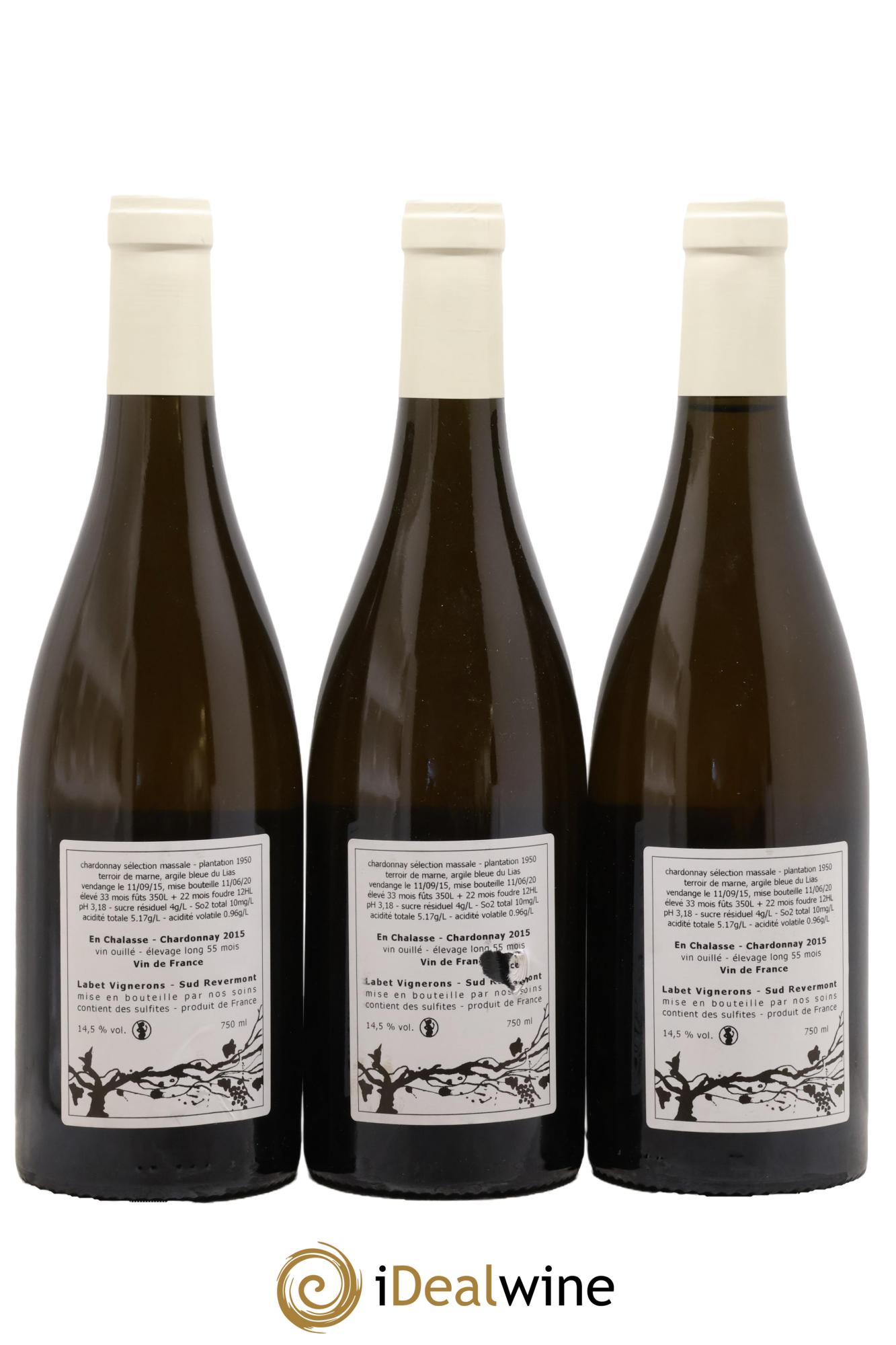 Vin de France Chardonnay En Chalasse Elevage Long Labet (Domaine) 2015 - Lot de 3 bouteilles - 1