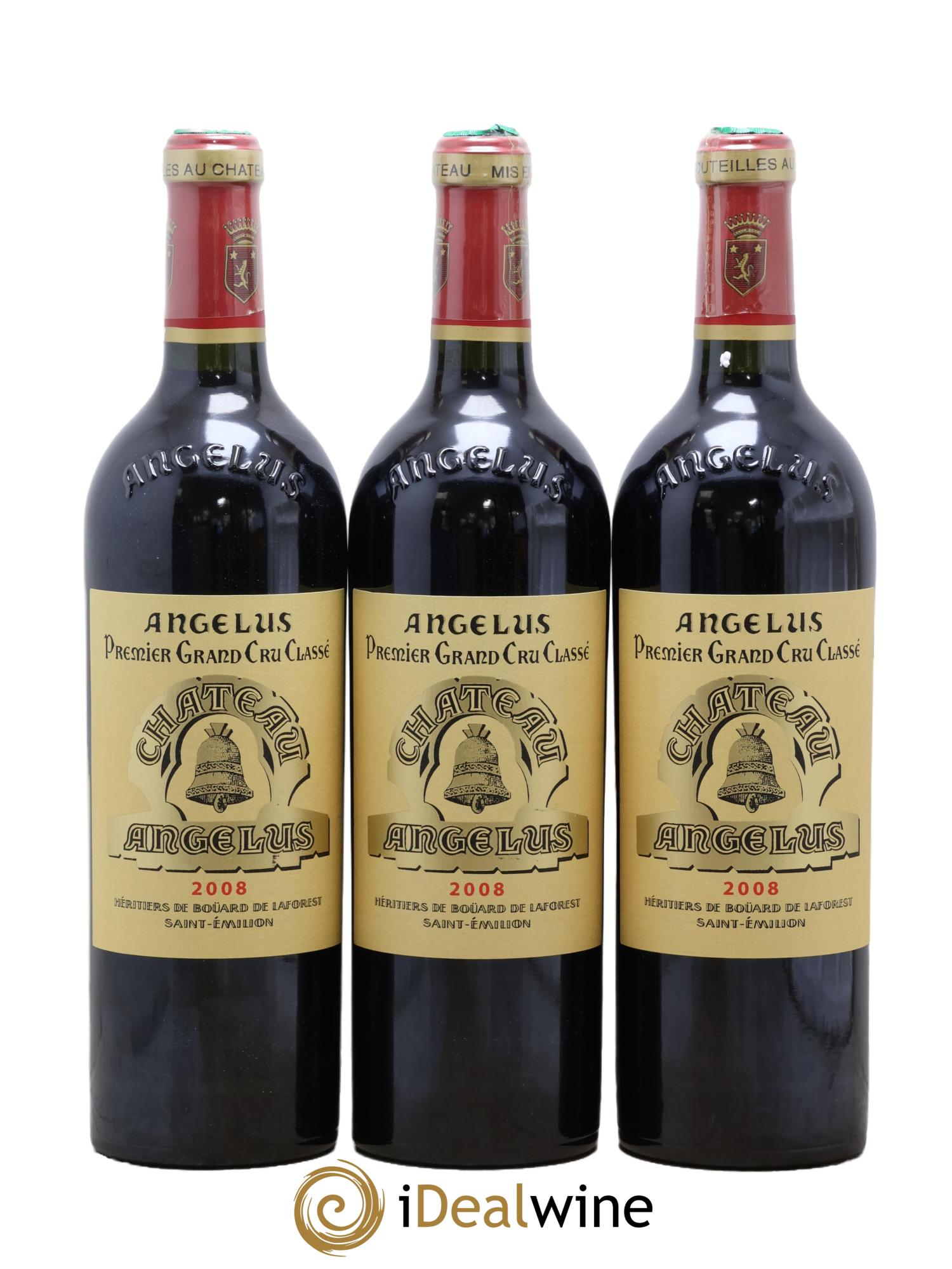 Château Angélus 1er Grand Cru Classé A 2008 - Lot of 3 bottles - 0
