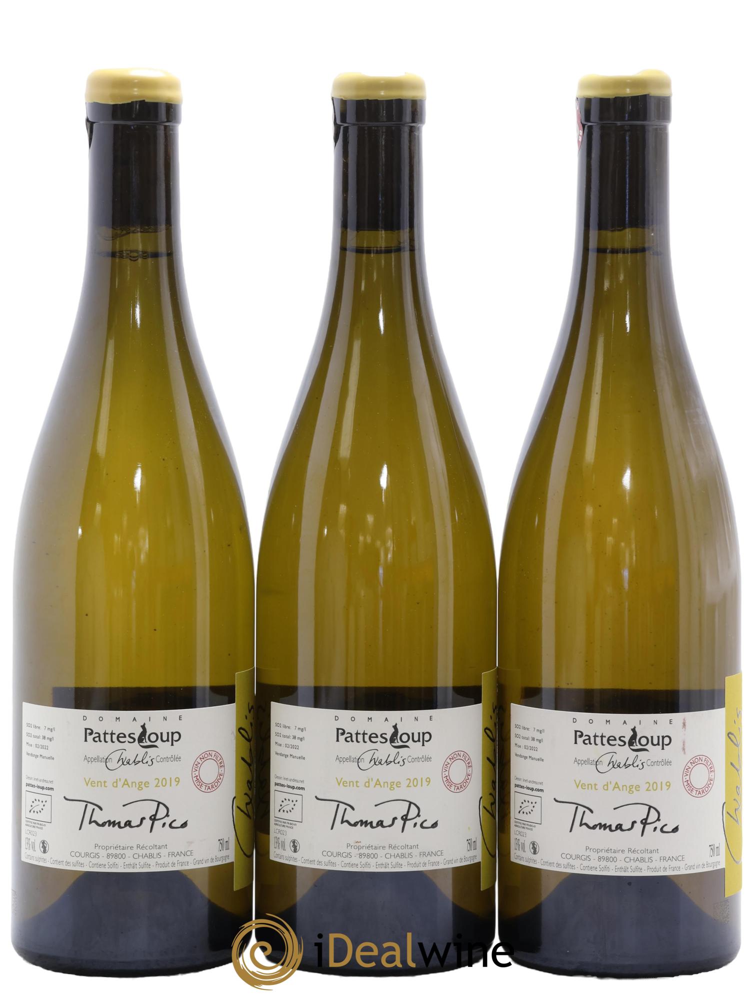 Chablis Vent d'Ange Pattes Loup (Domaine) 2019 - Lot of 3 bottles - 1