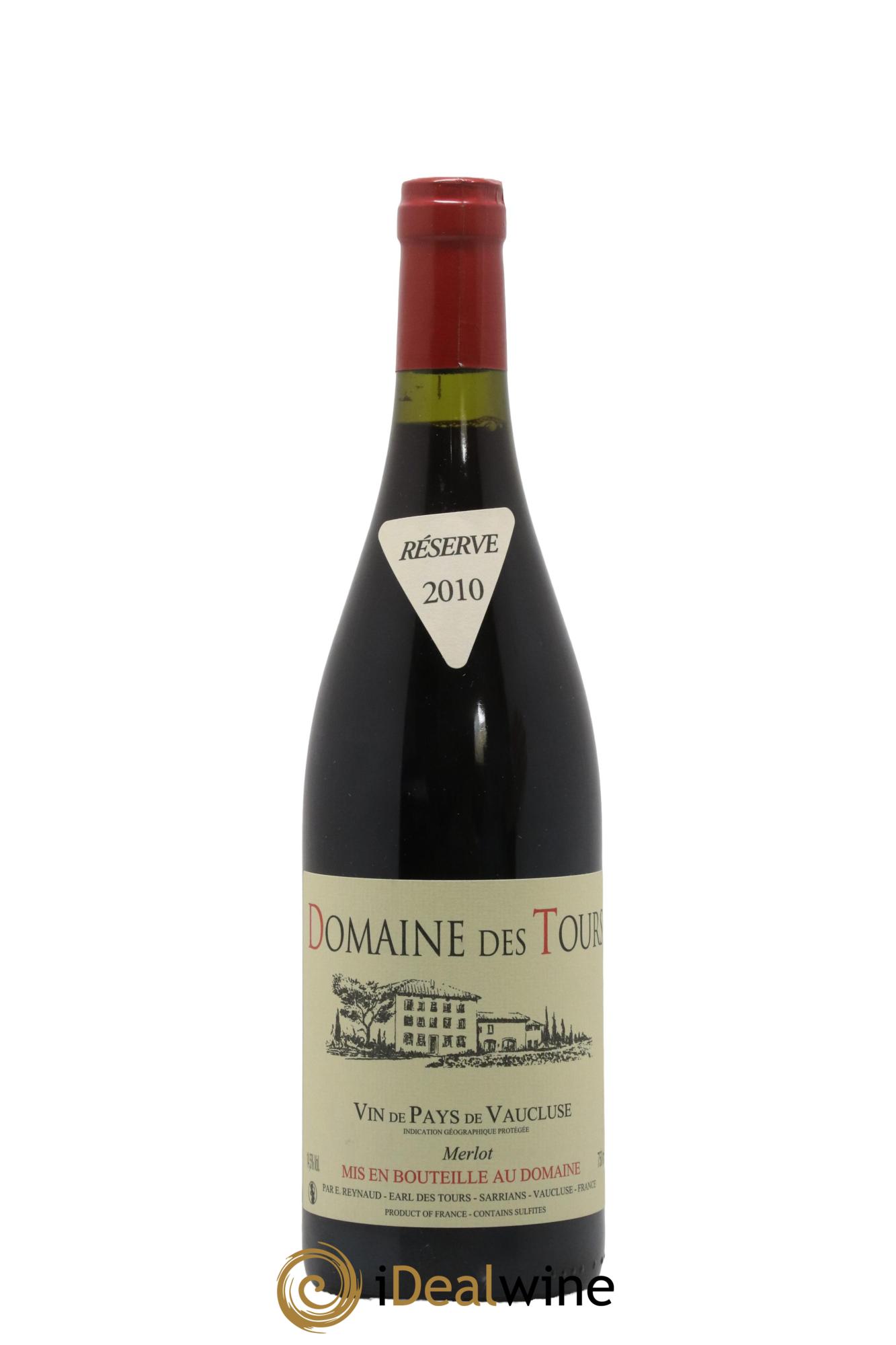 Vaucluse Domaine des Tours Merlot Emmanuel Reynaud 2010 - Lot de 1 bouteille - 0
