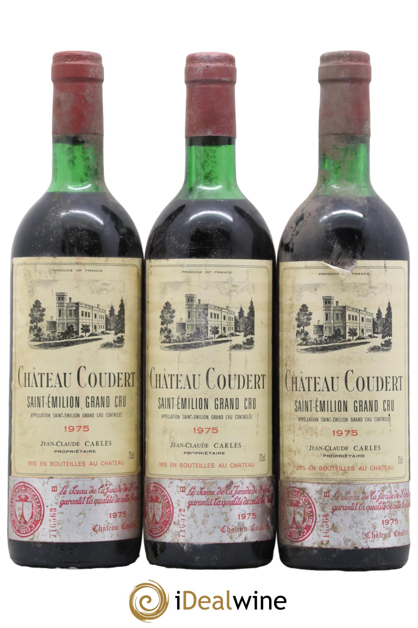 Saint-Émilion Grand Cru Chateau Coudert 1975 - Lot de 3 bouteilles - 0