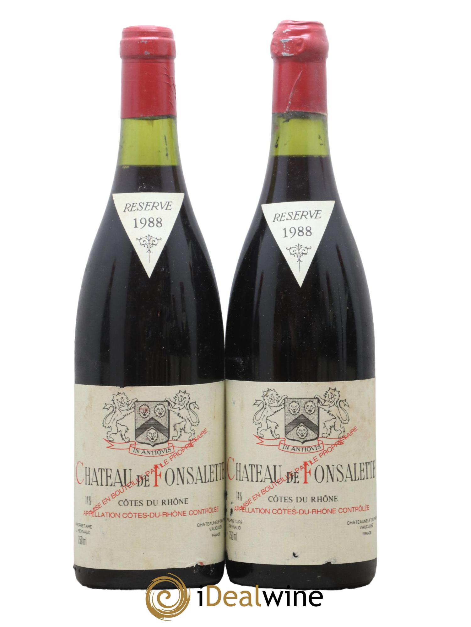 Côtes-du-Rhône Château de Fonsalette Emmanuel Reynaud 1988 - Posten von 2 Flaschen - 0