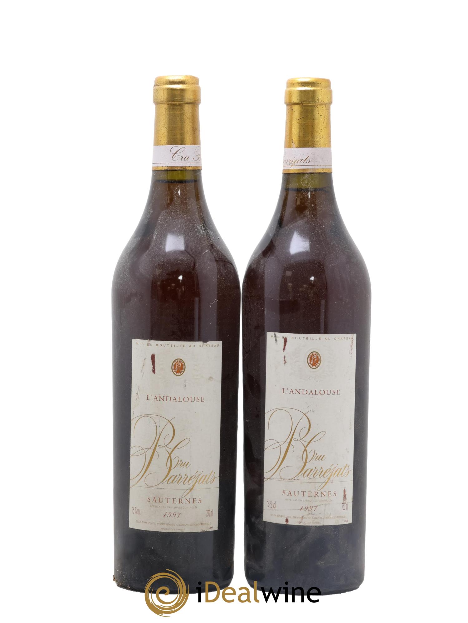 Sauternes L'Andalouse Cru Barréjats 1997 - Lot of 2 bottles - 0