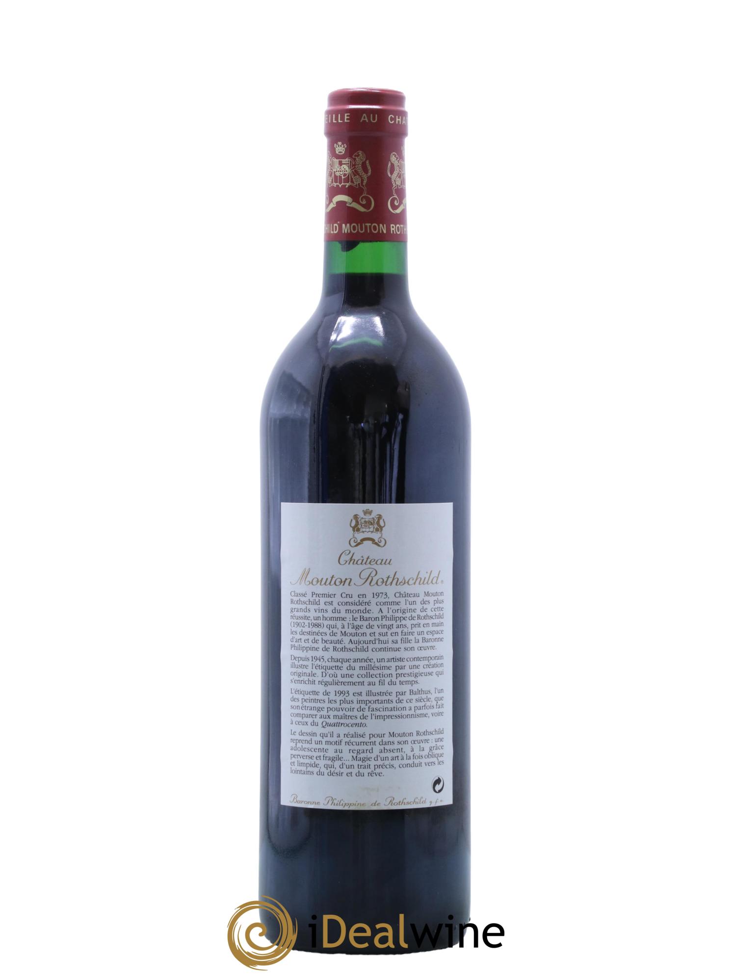 Château Mouton Rothschild 1er Grand Cru Classé 1993 - Lot de 1 bouteille - 1