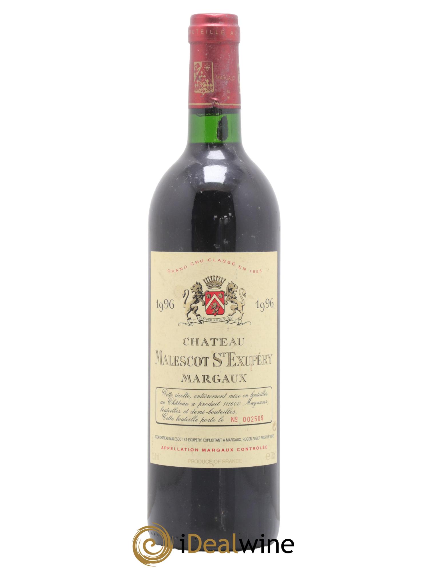 Château Malescot Saint-Exupéry 3ème Grand Cru Classé 1996 - Lot de 1 bouteille - 0