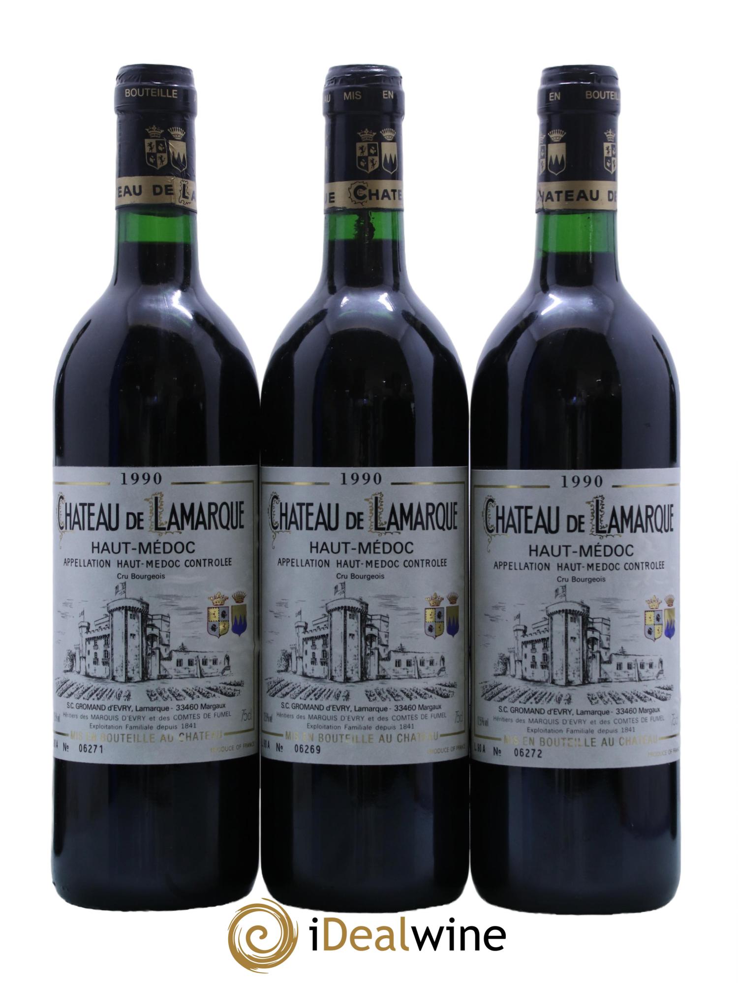 Château de Lamarque Cru Bourgeois 1990 - Lot de 3 bouteilles - 0