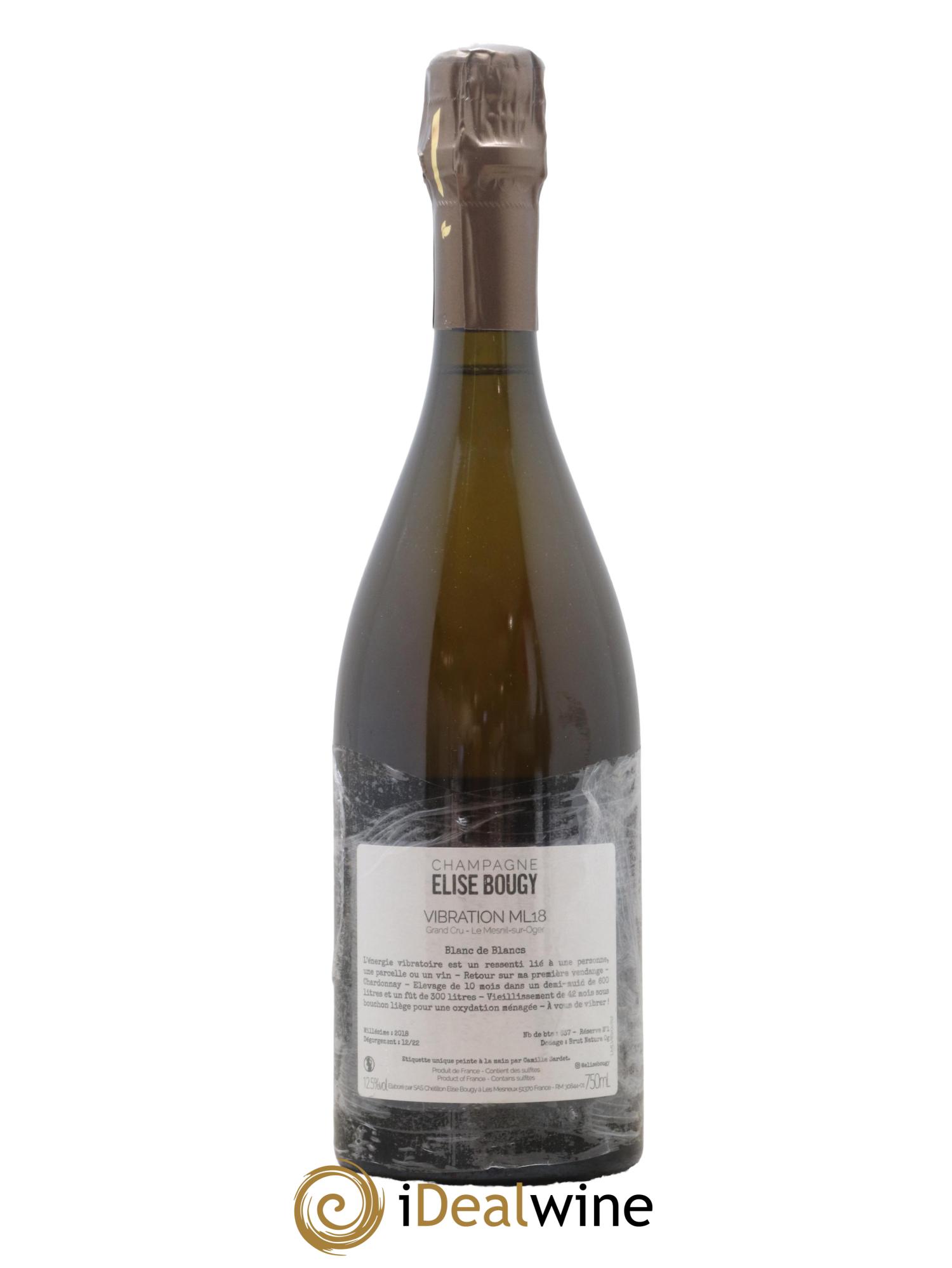 Champagne Extra-Brut Blanc de Blancs Grand Cru Vibration ML18 Elise Bougy 2018 - Lot de 1 bouteille - 1
