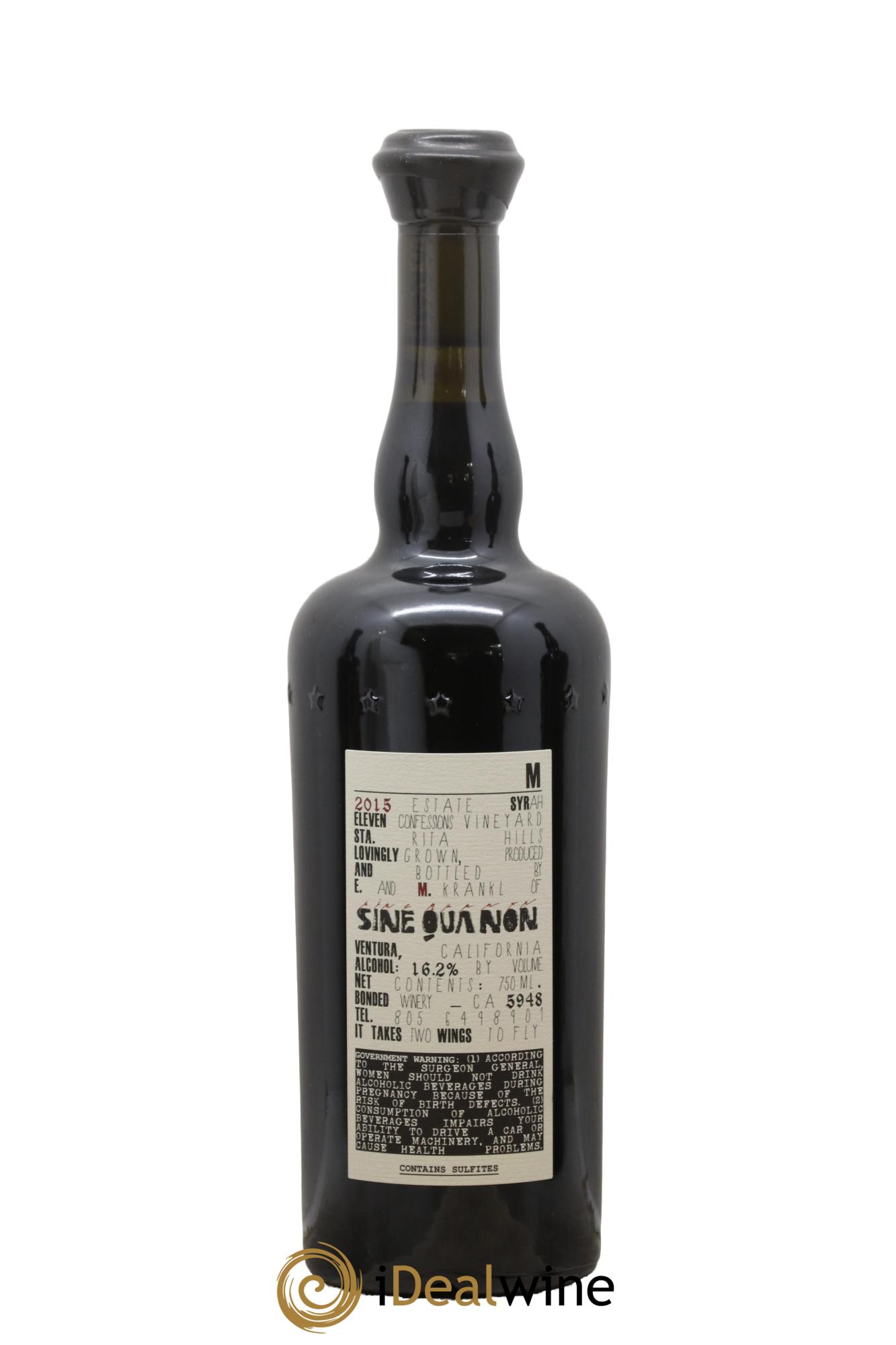 USA Santa Barbara Sine Qua Non Eleven Confession Syrah M Manfred Krankl 2015 - Lot de 1 bouteille - 1