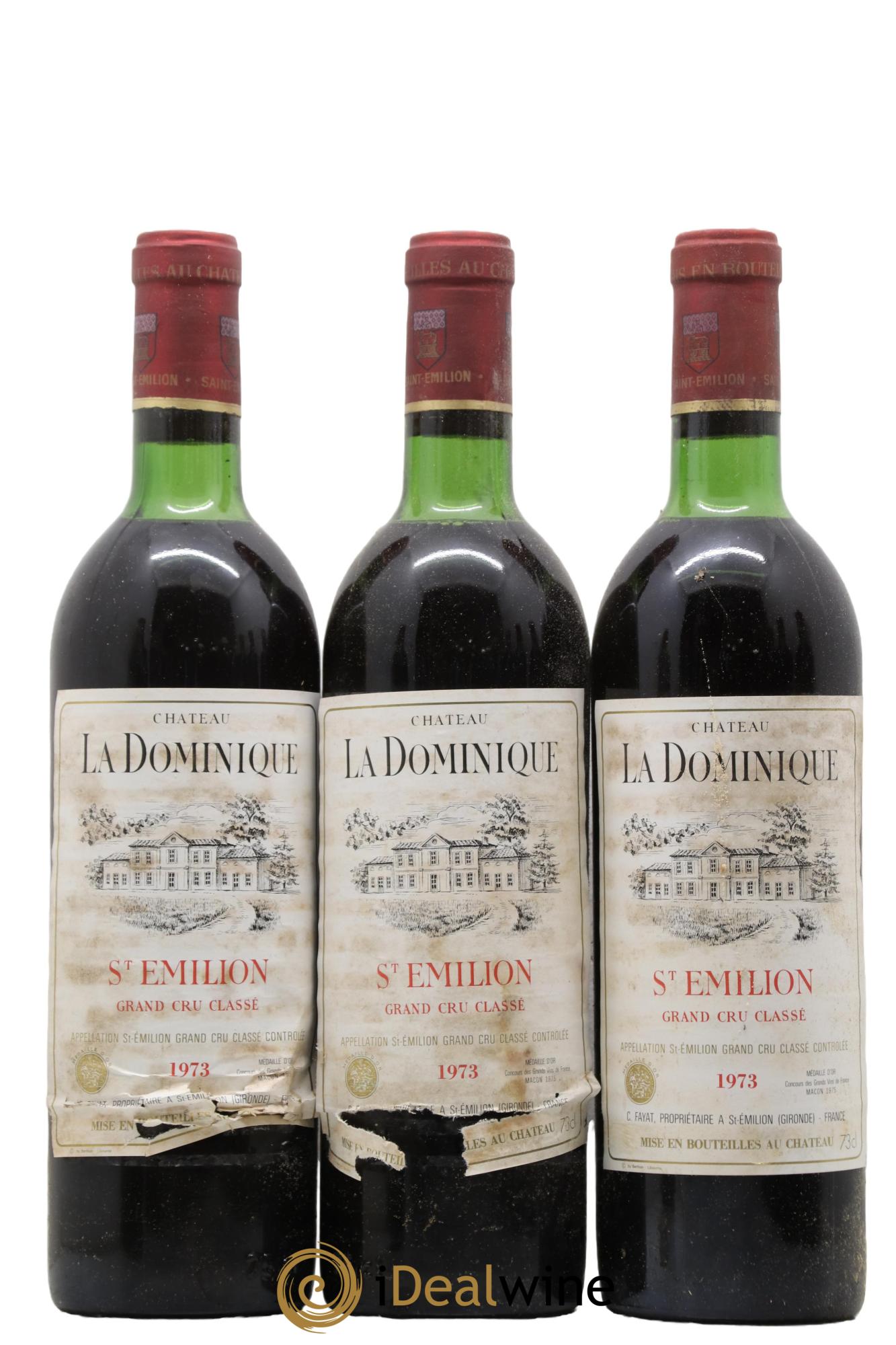 Château la Dominique Grand Cru Classé 1973 - Lot de 3 bouteilles - 0