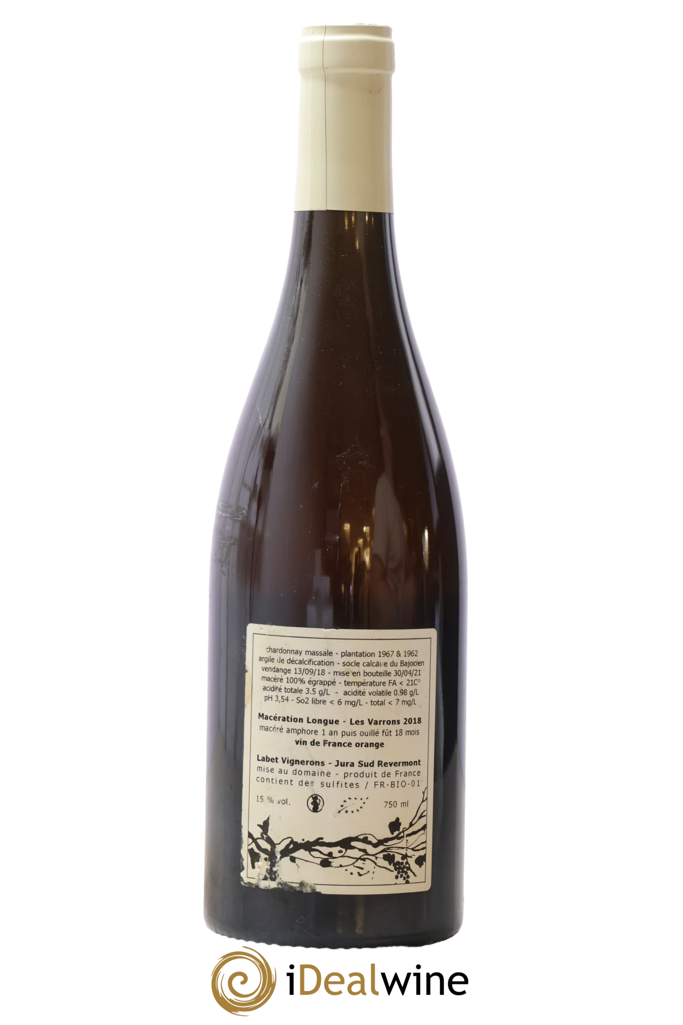 Côtes du Jura Chardonnay Les Varrons Macération Romain - Julien - Charline Labet 2018 - Lot de 1 bouteille - 1